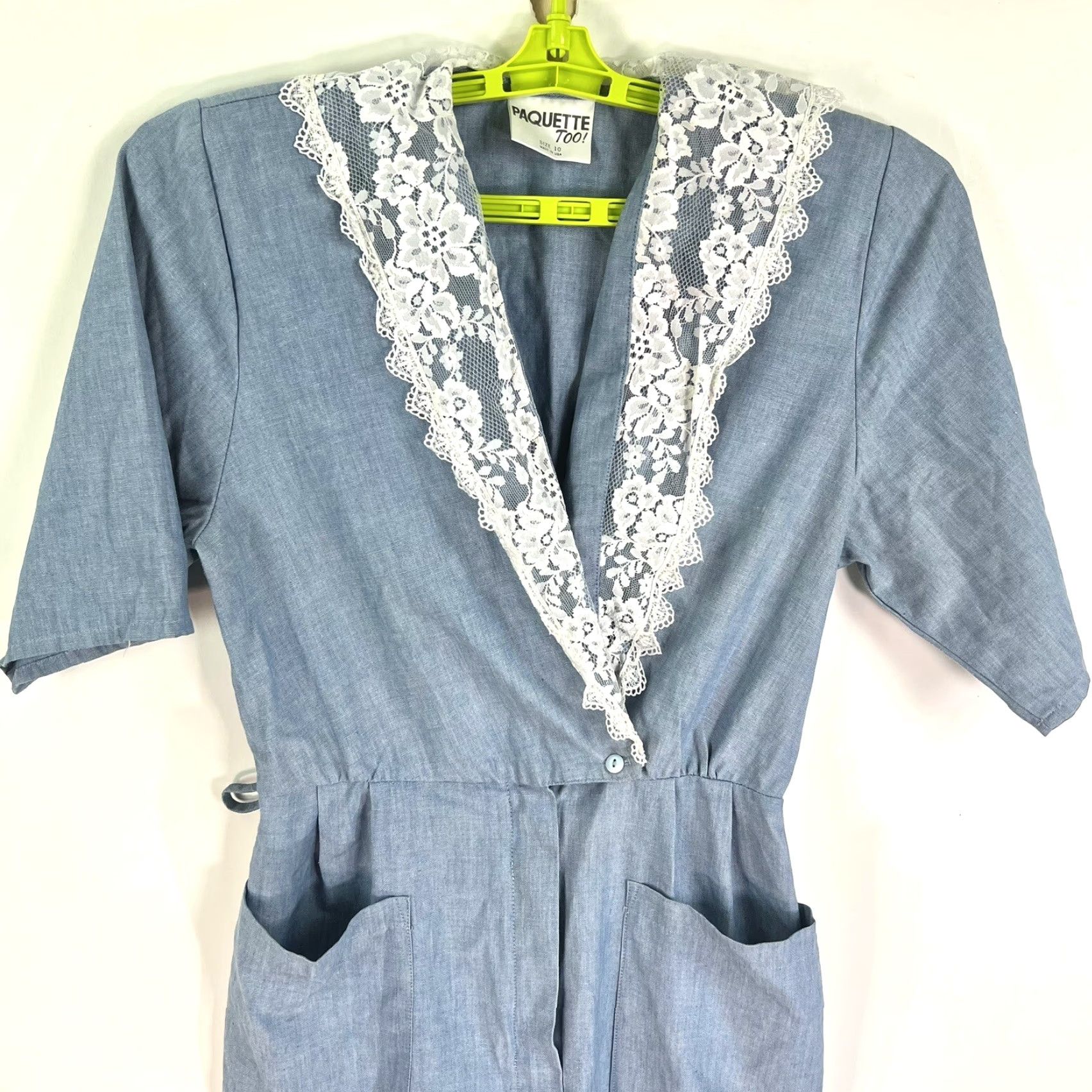 Denime VINTAGE Paqurtte Too Chambray Denim Embroidered Dress Women’s 10 Pockets Size L / US 10 / IT 46 - 2 Thumbnail