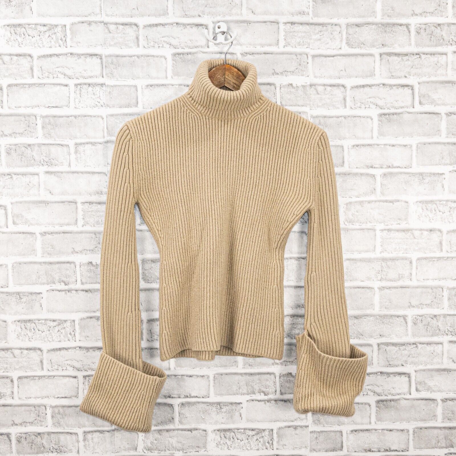 St. John ST JOHN Ribbed Wool Turtleneck Sweater oversize cuffs Size S / US 4 / IT 40 - 13 Thumbnail