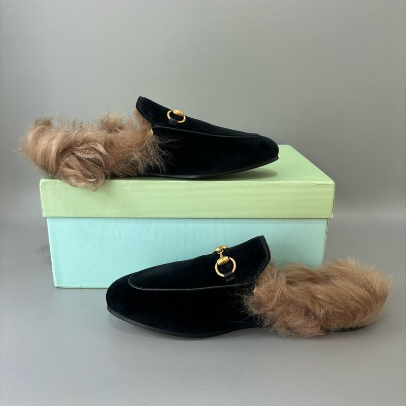 Gucci Gucci Fur Lined Black Slip-On Mules - Size US 6 / EU 39 - 8 Thumbnail