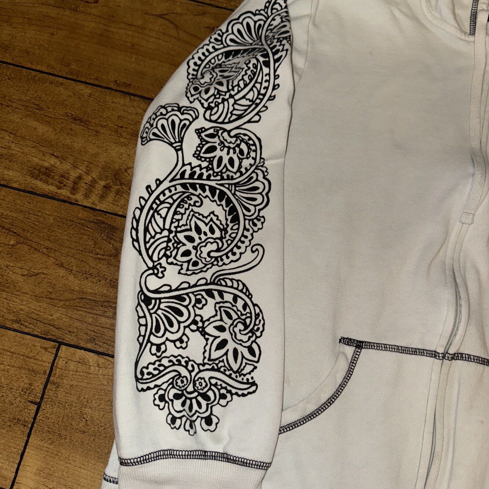 Japanese Brand × Vintage Made For Life Full Zip Up Hoodie White Paisley XL 22x24￼ Size XL / US 12-14 / IT 48-50 - 3 Thumbnail