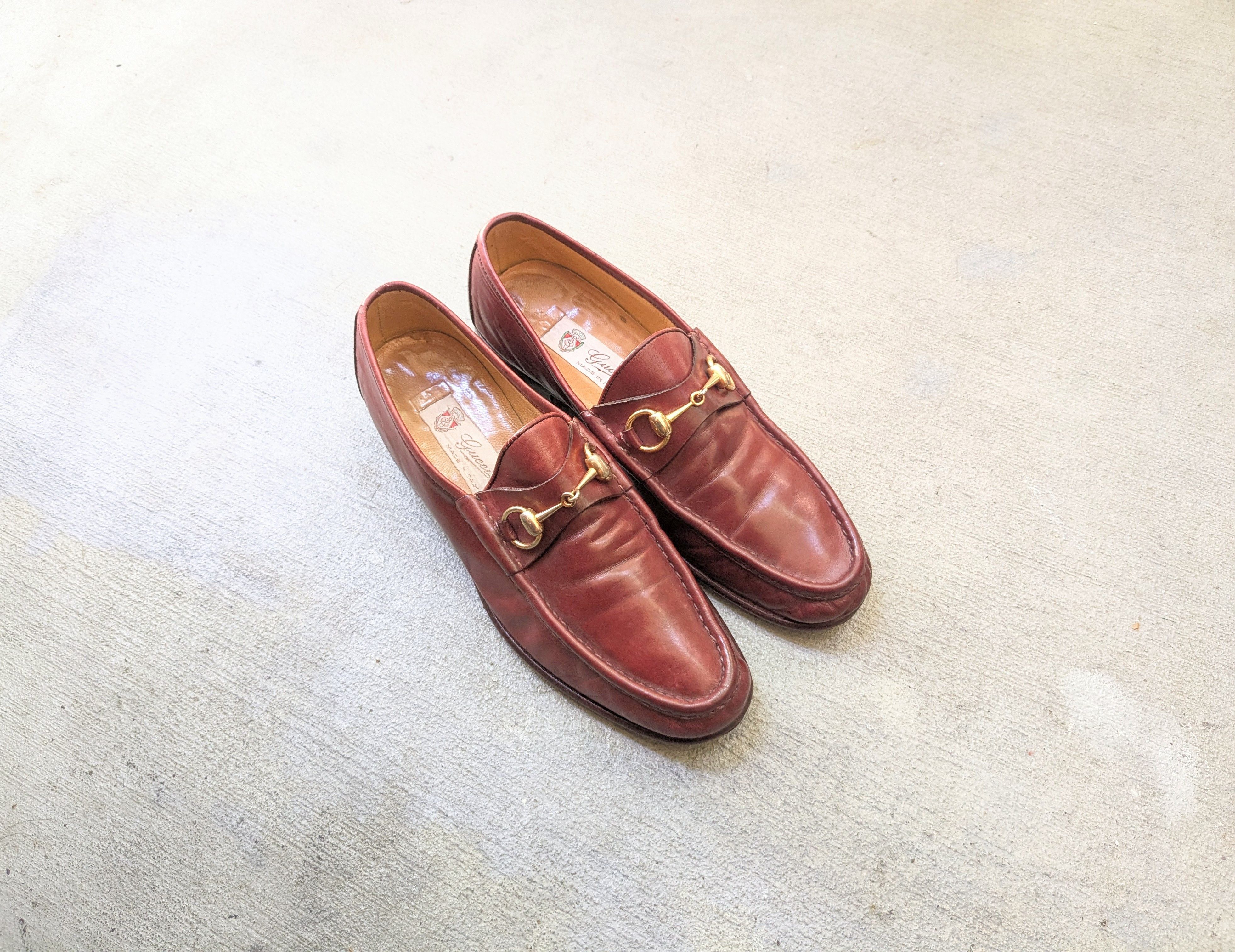Vintage Gucci Horsebit Loafers Red 9 Red Snaffle Bit Gold