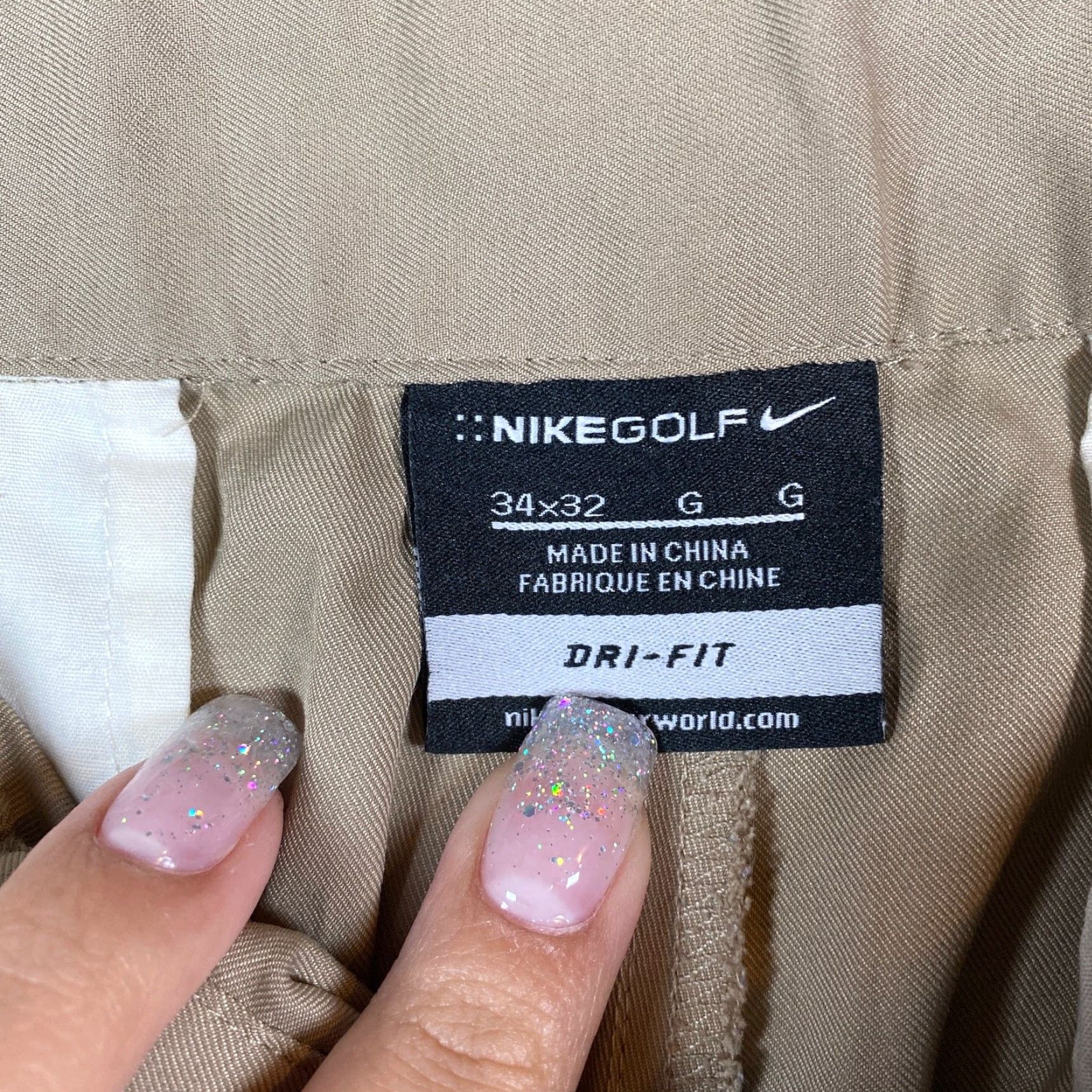 Nike Nike Golf Mens Pants Dri-Fit 34x32 (35x28) Tan Chinos Athletic Straight Leg Size US 34 / EU 50 - 4 Thumbnail
