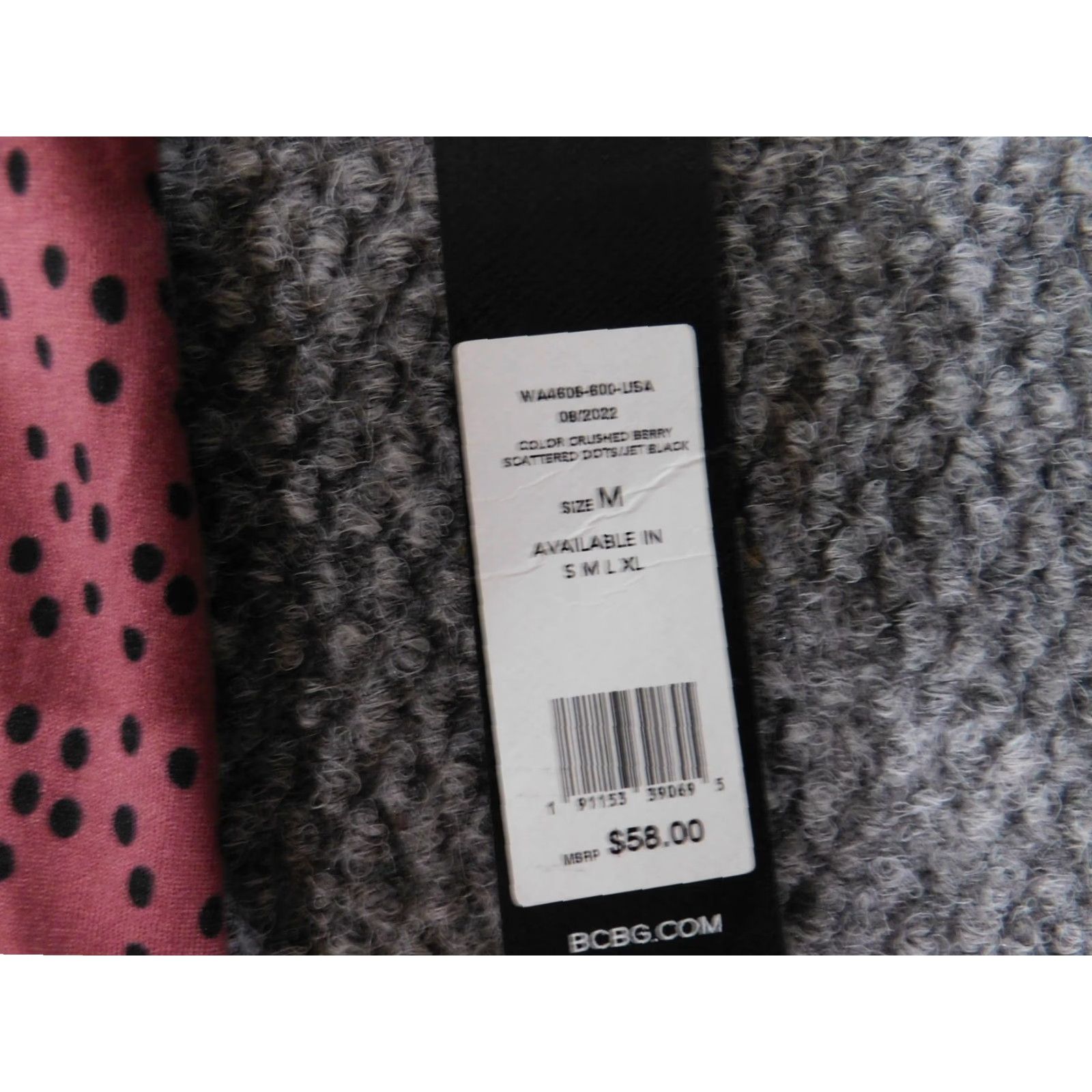 Bcbgmaxazria BCBGMAXAZRIA Blouse Womens Medium Purple Polka Dot Crew Neck Pullover Stretch Peplum Casual Shirt Size M / US 6-8 / IT 42-44 - 5 Thumbnail