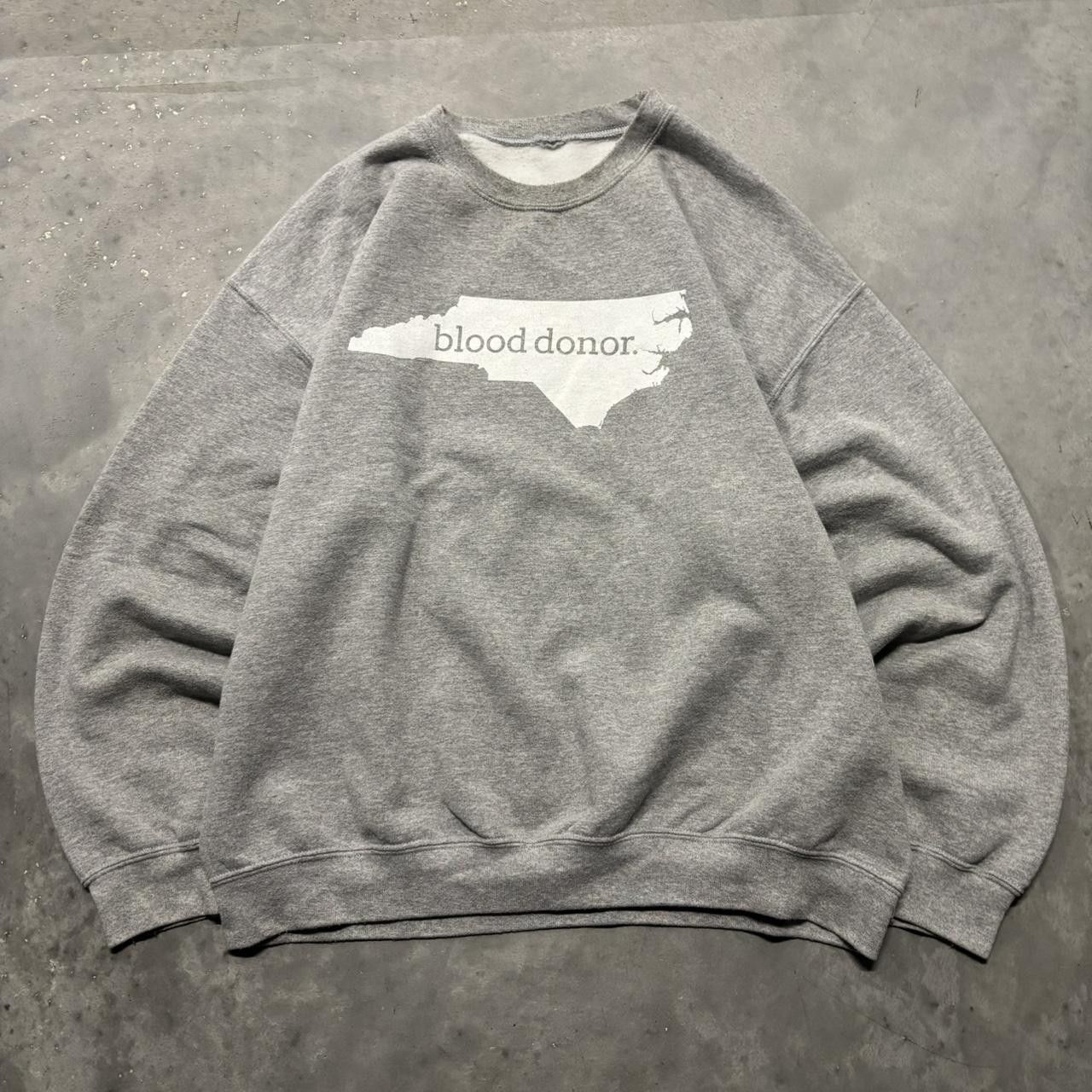 Japanese Brand × Vintage Crazy Vintage Y2K/2000s Grey Blood Donor Skater Opium Streetwear Essential Crewneck! Size US XL / EU 56 / 4 - 1 Thumbnail