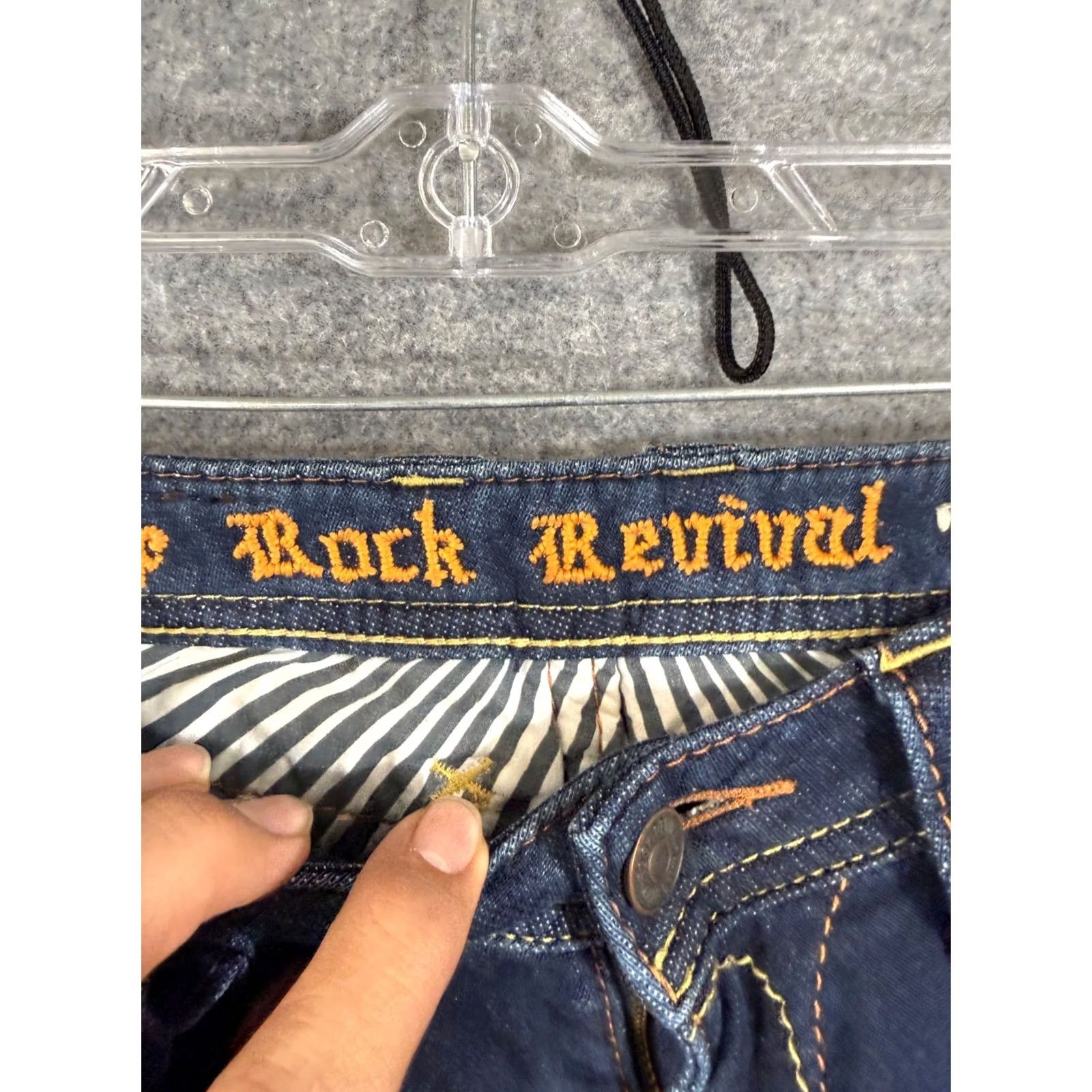 Vintage Rock Revival Jeans Womens 29 Blue Denim Jessica Skinny Stretch Low Rise Whisker Wash Pockets Size 29" - 5 Thumbnail