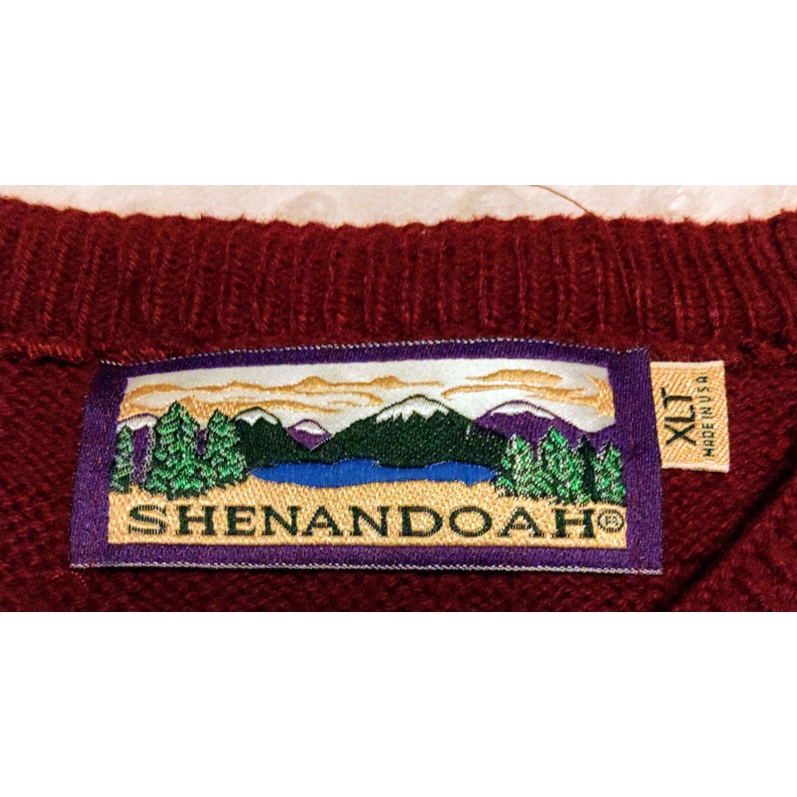 Vintage Shenandoah Sweater Men XLT Burgundy Cotton Knit Crew Neck Vintage US Made Size US XL / EU 56 / 4 - 5 Thumbnail
