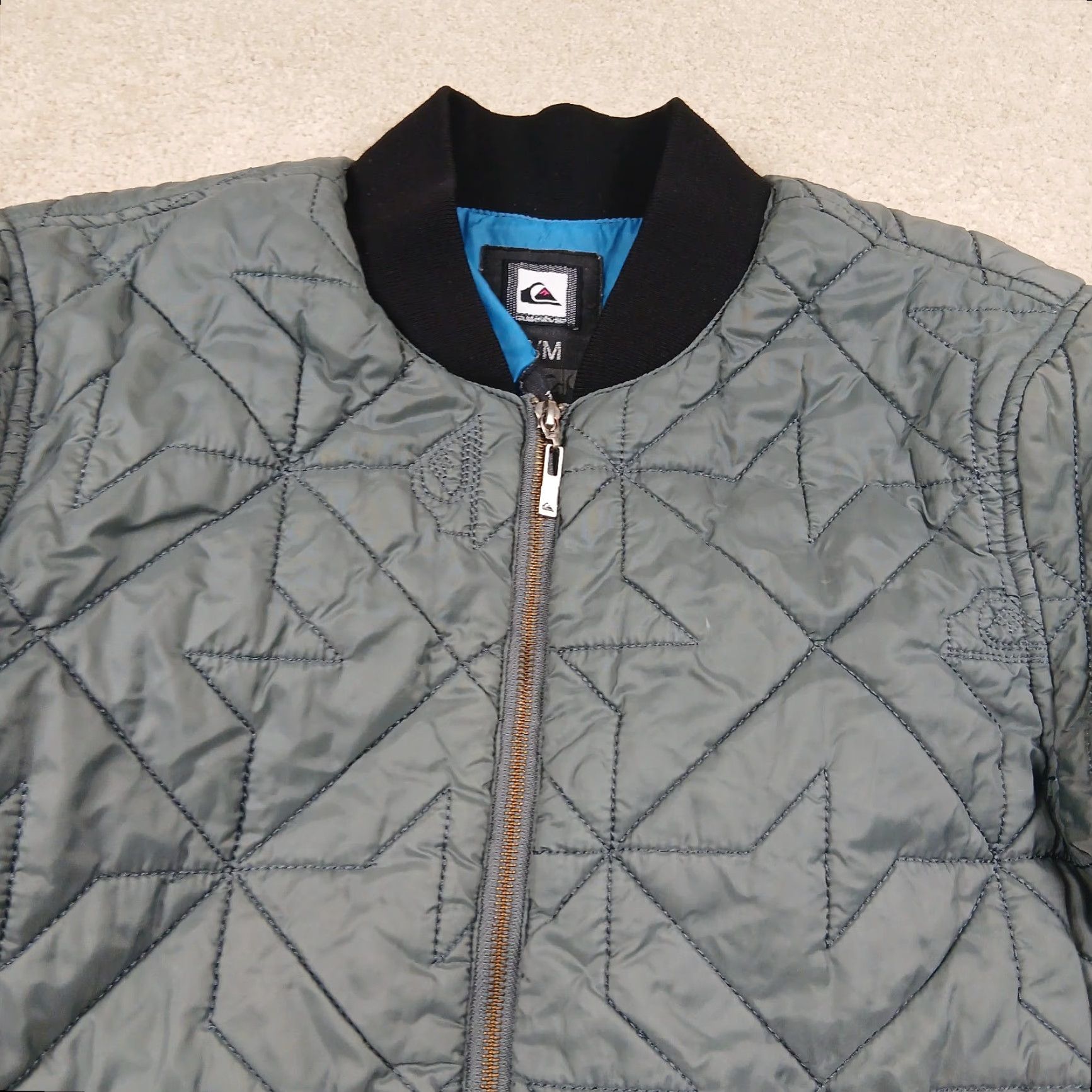 Quiksilver VINTAGE Quiksilver Estilo Logo Quilted Puffer Bomber Jacket Mens Medium Green Jacket Size US M / EU 48-50 / 2 - 2 Thumbnail