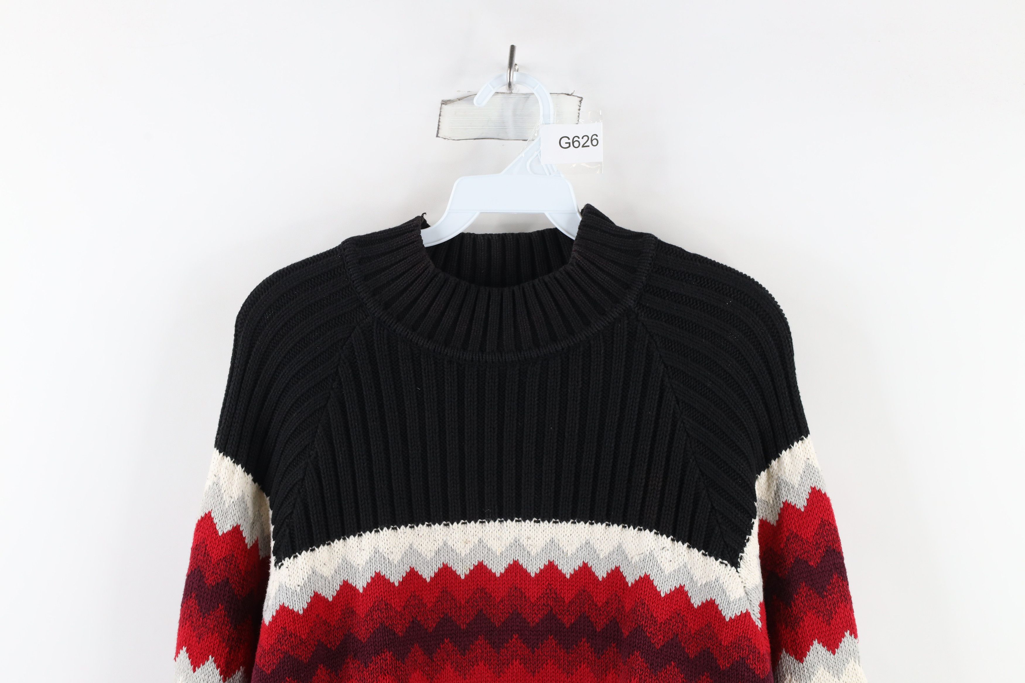 Vintage Vintage 90s Streetwear Chunky Ribbed Knit Mock Neck Sweater Size L / US 10 / IT 46 - 2 Thumbnail