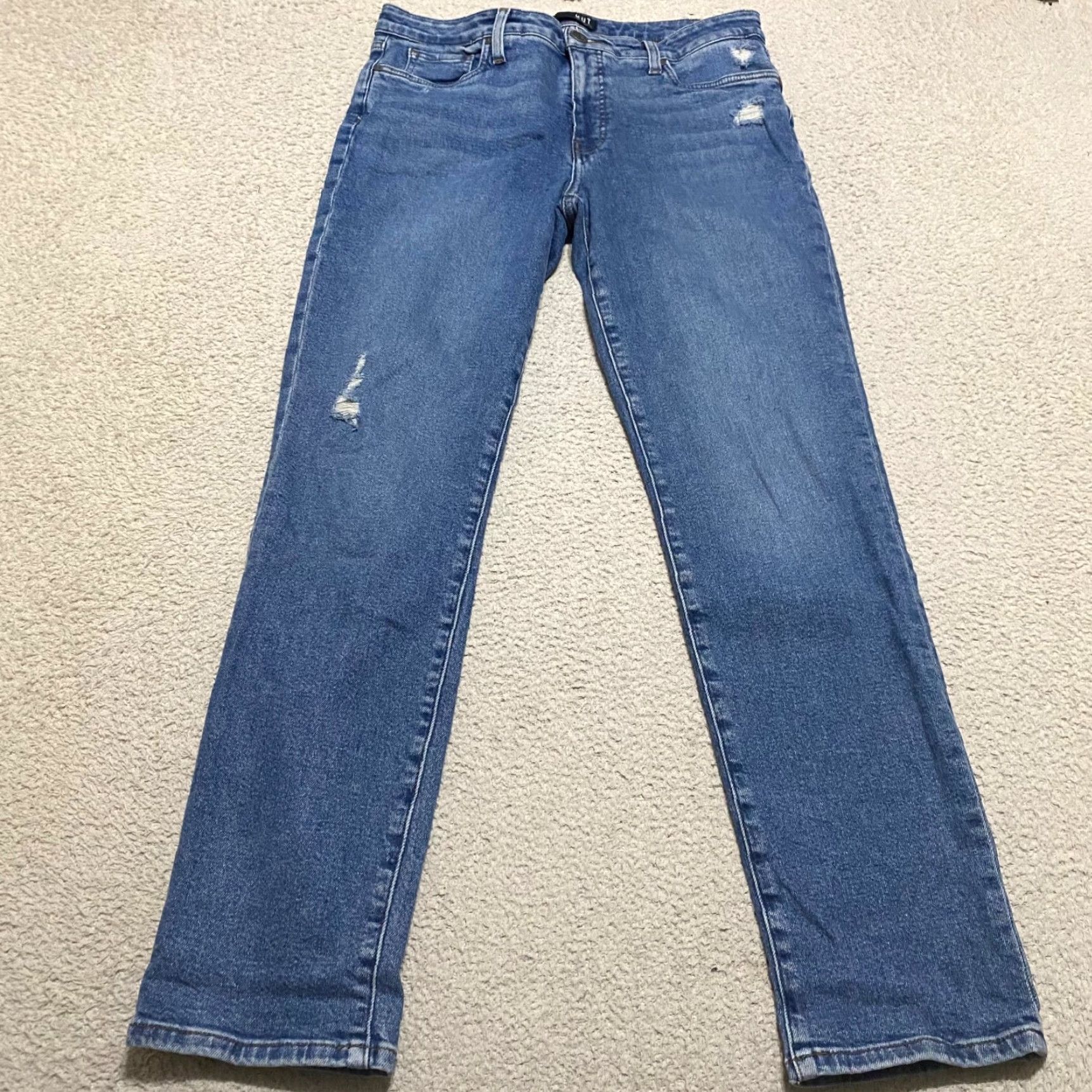 Vintage Kut From The Kloth Womens 10 Jeans Chrissie Slim Straight Distressed Blue 5-Pocket Size 32" / US 10 / IT 46 - 2 Thumbnail