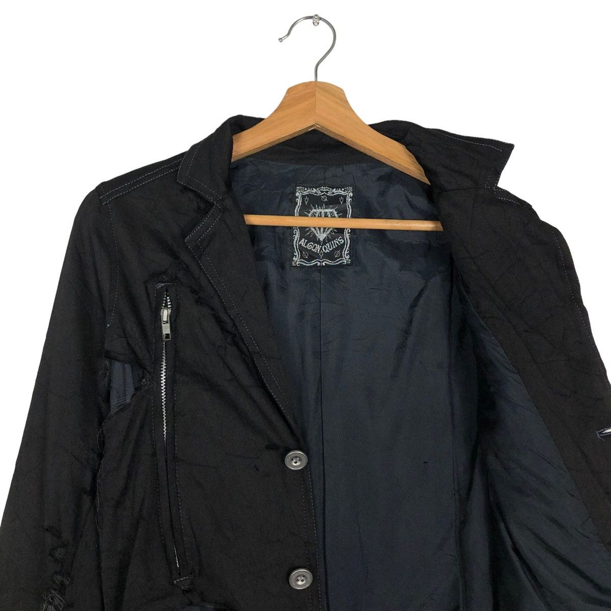 Vintage 🔥ULTIMATE BLACK BIKER CROPPED JACKET PUNK ALGON QUINS JAPAN Size S / US 4 / IT 40 - 14 Thumbnail