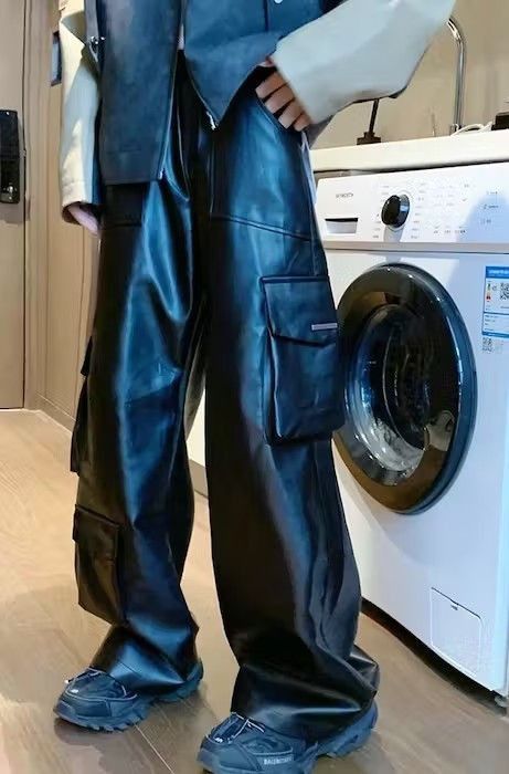 Japanese Brand × Vintage PU leather Cargo Pant Size US 30 / EU 46 - 3 Thumbnail