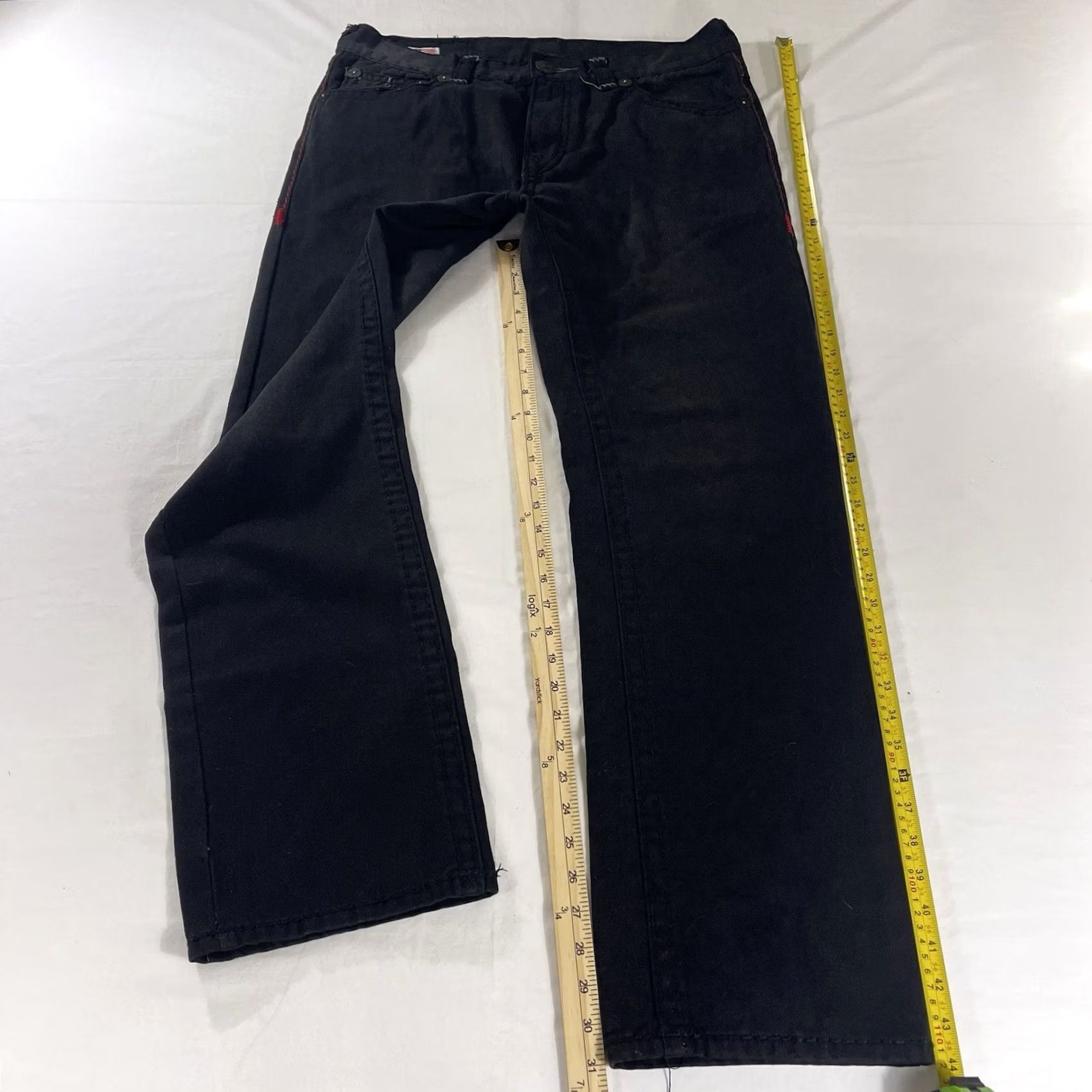 True Religion True Religion Jeans Ricky World Tour 36 Black Distressed Flap Pockets USA Mens 34x31 Straight Regular Denim Pants Size US 36 / EU 52 - 2 Thumbnail