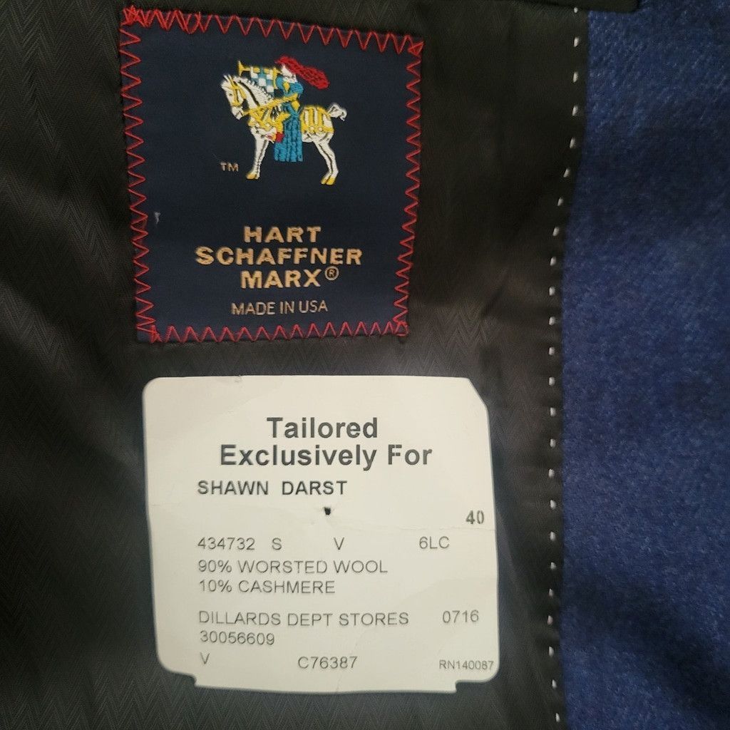 Hart Schaffner Marx Hart Schaffner Marx Shawn Darst Wool Cashmere Sport Coat Size 40S - 6 Thumbnail