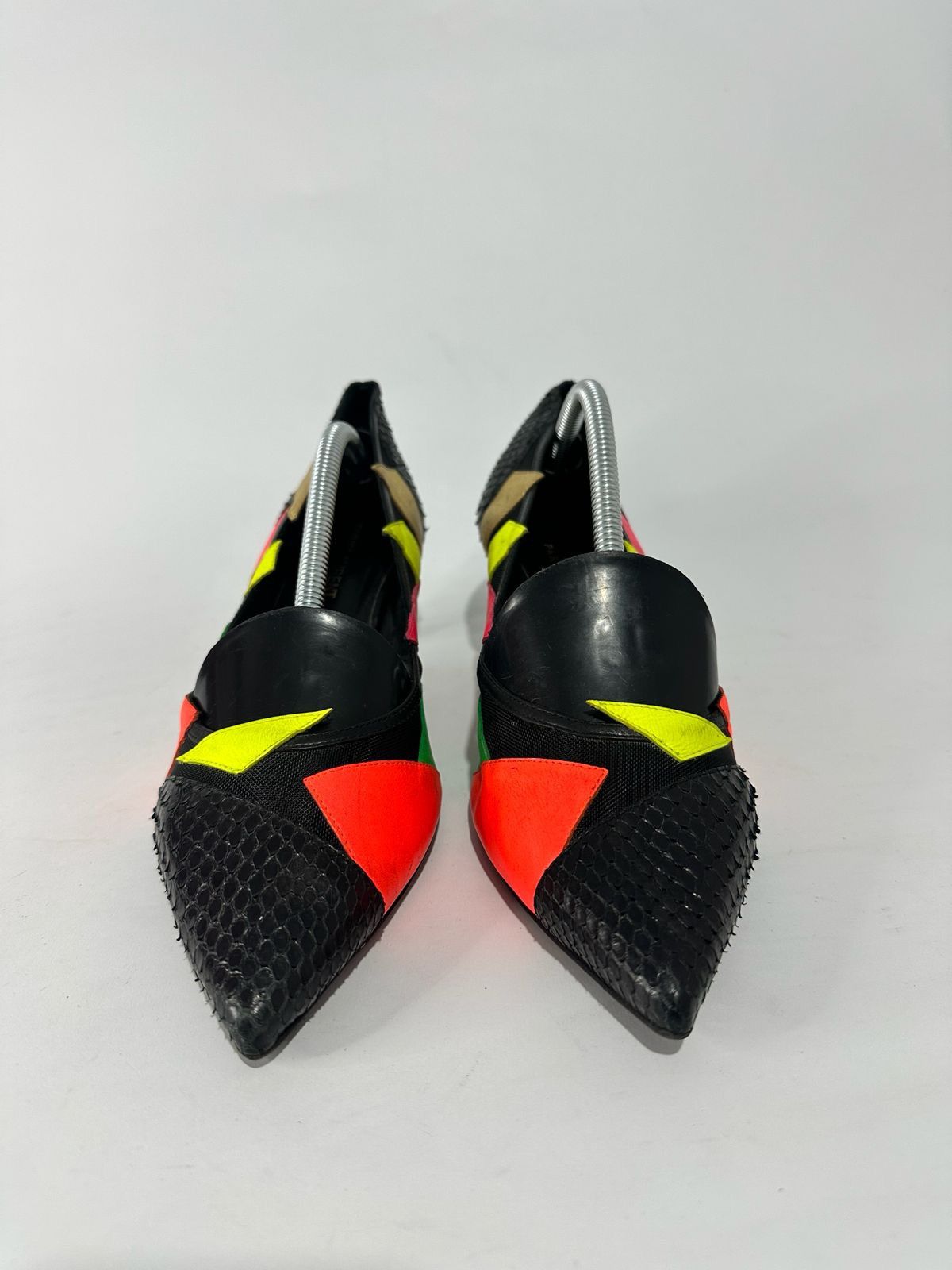 Saint Laurent Paris YSL Saint Laurent KITTEN 50 PATCHWORK BLK MESH PYTHON STUDS Size US 6 / IT 36 - 6 Thumbnail