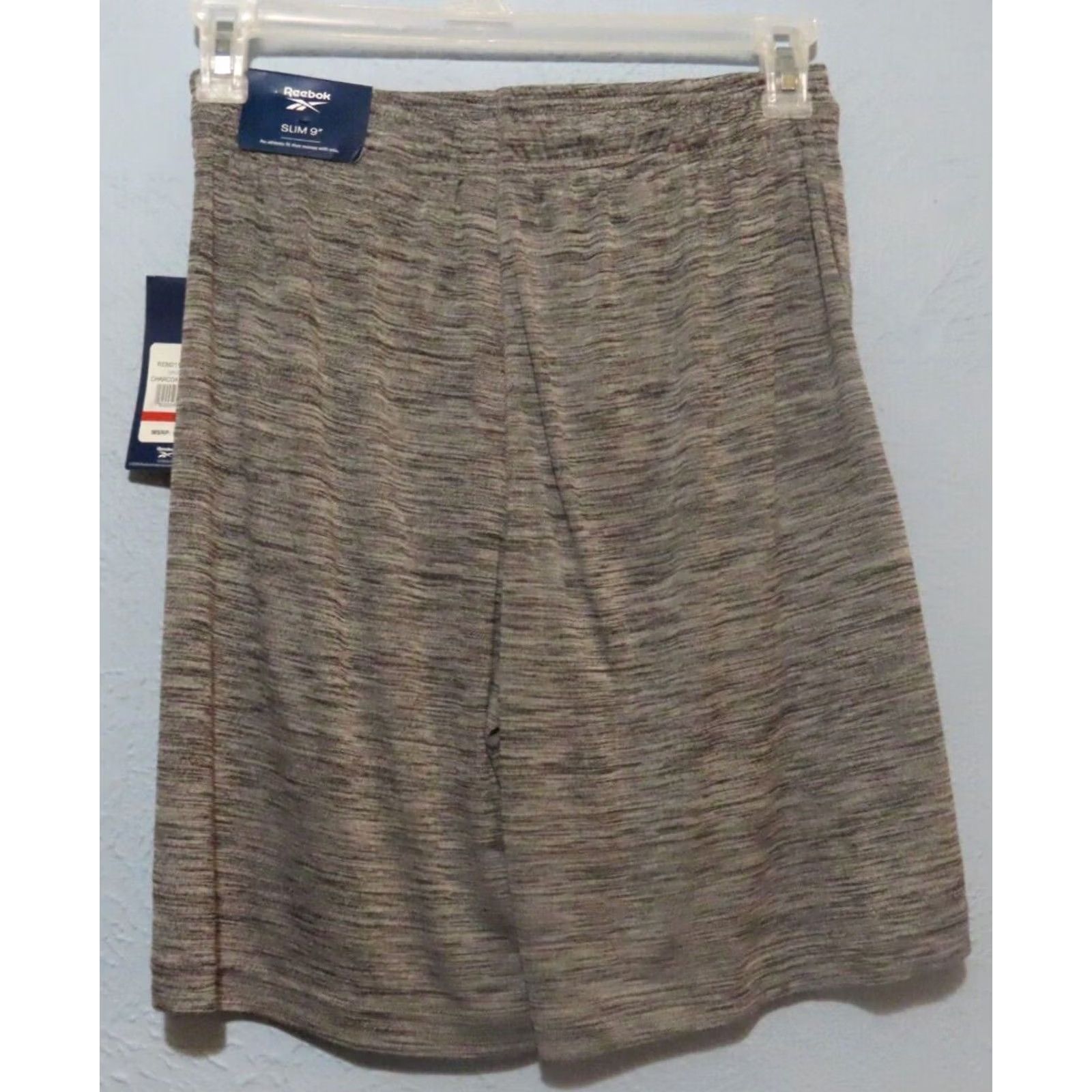 Reebok Reebok Cruz Short Men Slim 9” Inseam Charcoal Heather Gray 100% Polyester Drawstring Athletic Size US 29 - 7 Thumbnail