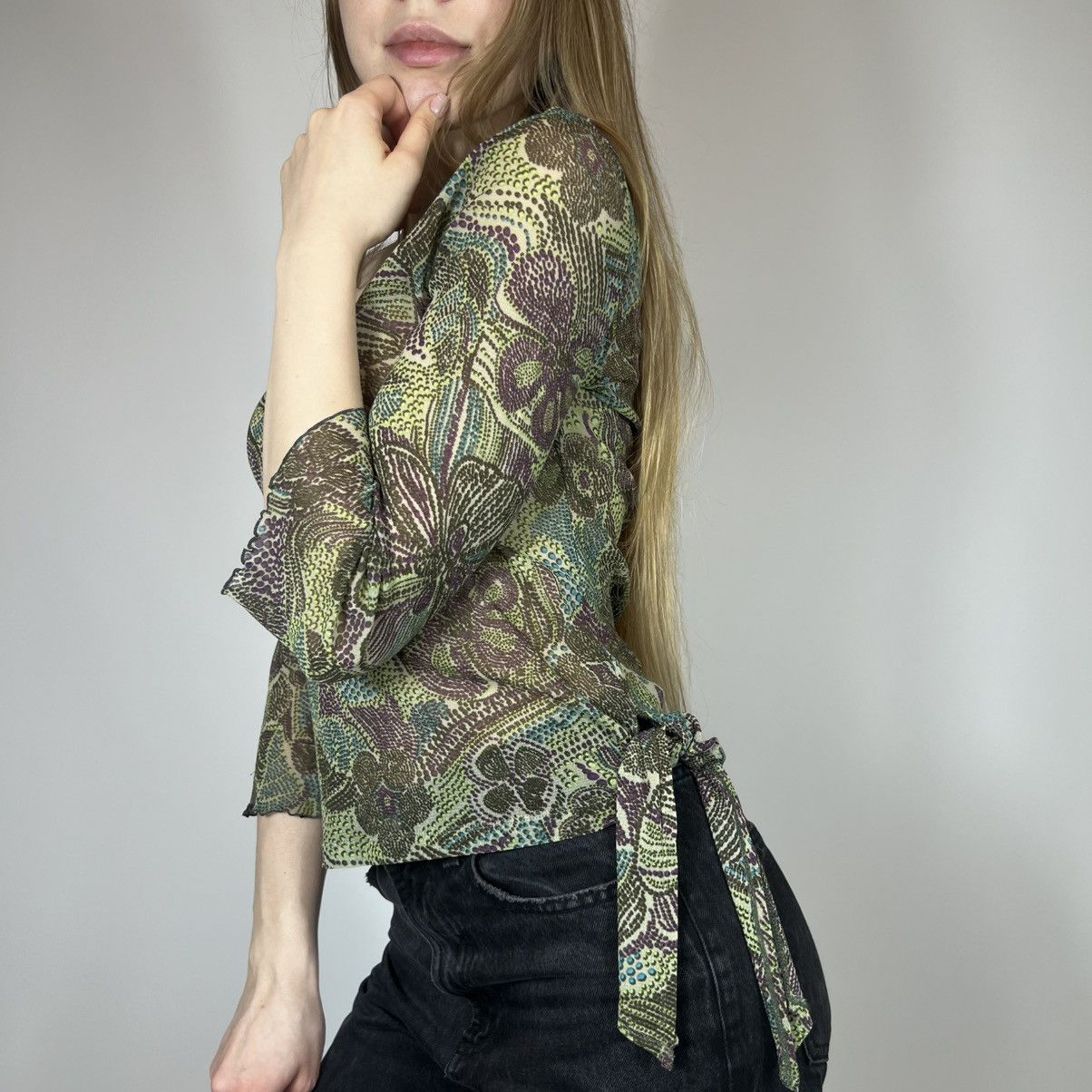 Japanese Brand Vintage Y2K Japanese Floral Mesh Longsleeve Retro 90s Style Size M / US 6-8 / IT 42-44 - 3 Thumbnail