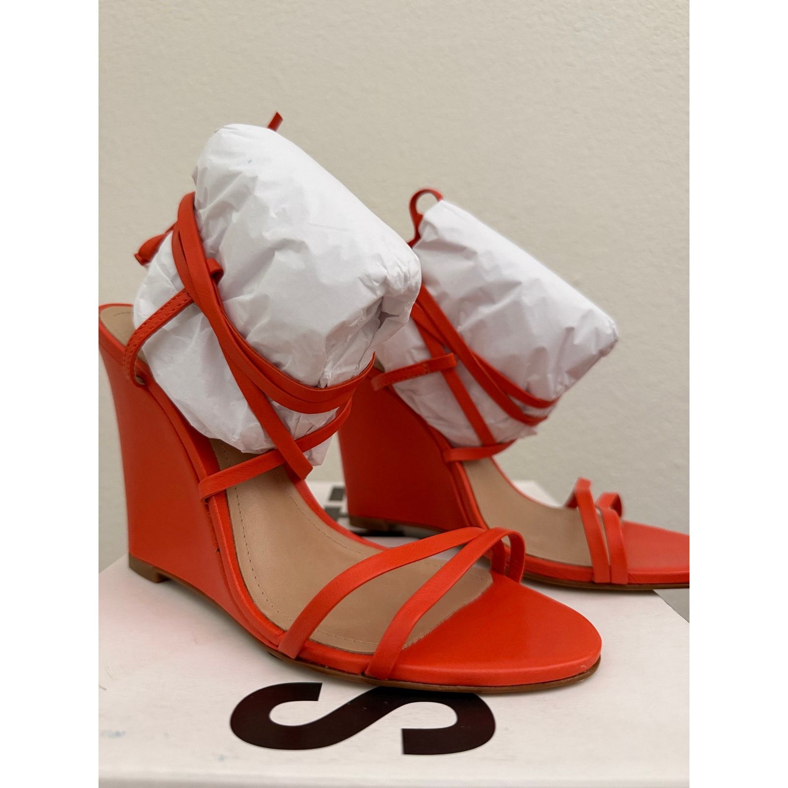SCHUTZ Schutz Leather Heeled Sandals Deonne flame orange sz 7 Size US 7 / IT 37 - 4 Thumbnail