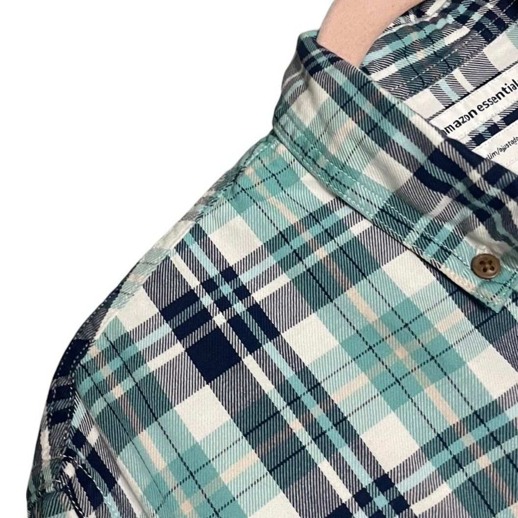 Other Amazon Essentials Mens Blue Plaid Slim Fit Button Down Shirt Size US M / EU 48-50 / 2 - 3 Thumbnail