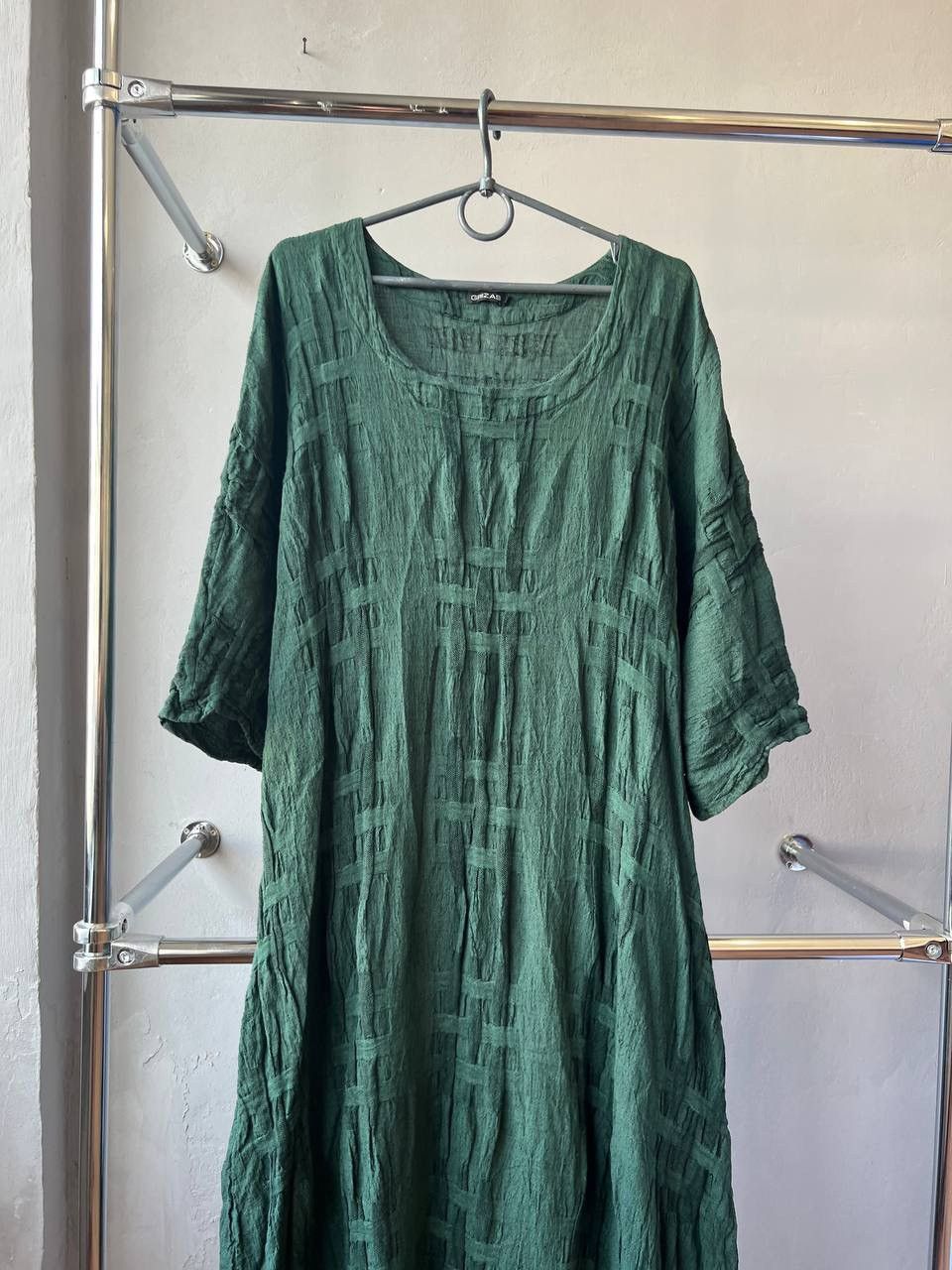 GRIZAS NET GREEN RELAXED LINEN WOMAN CASUAL DRESS