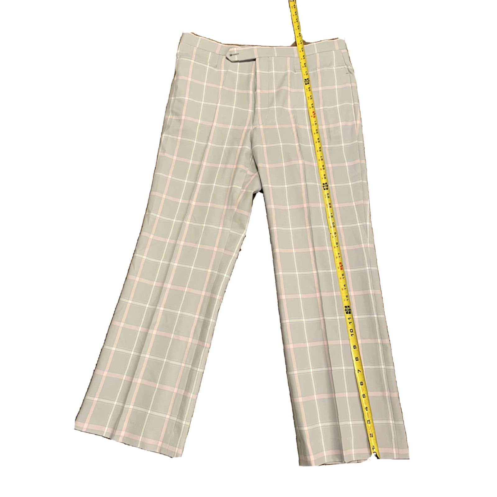 Pinko Aureus Mens Vintage 90s Pink Gray Plaid Golf Pants Sz 36x28 No Belt Pants Size US 36 / EU 52 - 2 Thumbnail