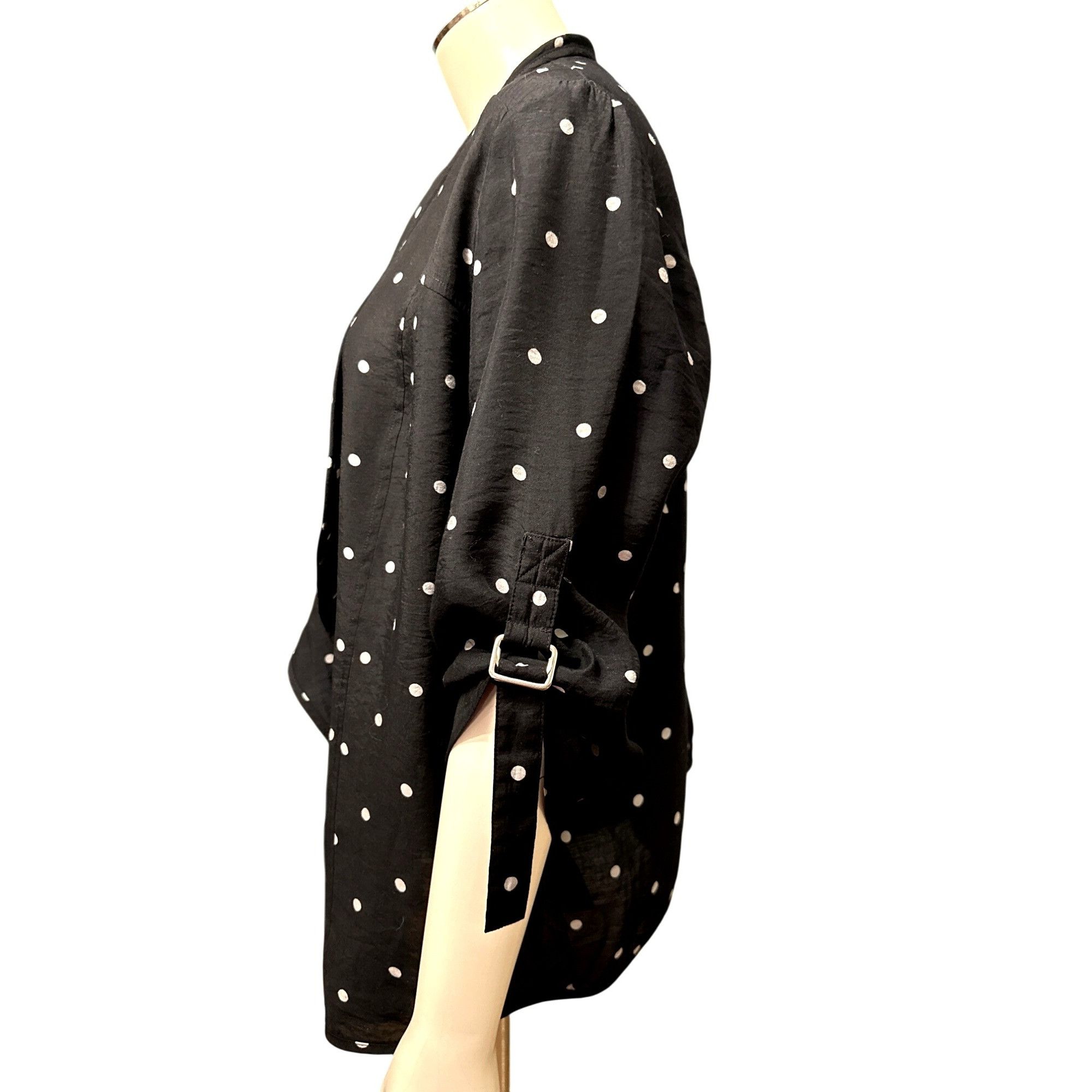 Chicos Chicos Black Polka Dot Cardigan Lightweight Open Front Blous Size L / US 10 / IT 46 - 2 Thumbnail