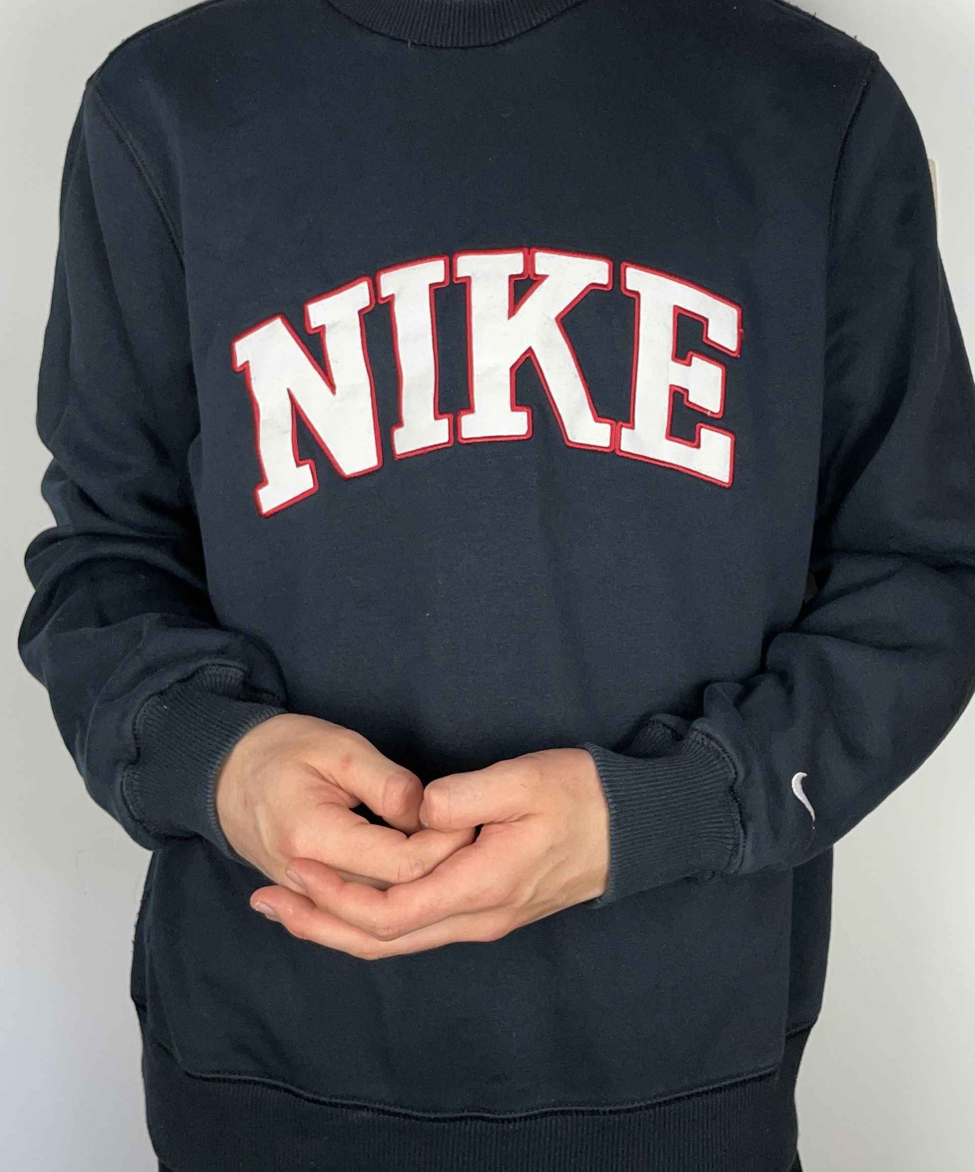 Nike × Vintage Nike Men's Navy Spellout Cotton Fleece Pullover Sweatshirt S Size US S / EU 44-46 / 1 - 2 Thumbnail