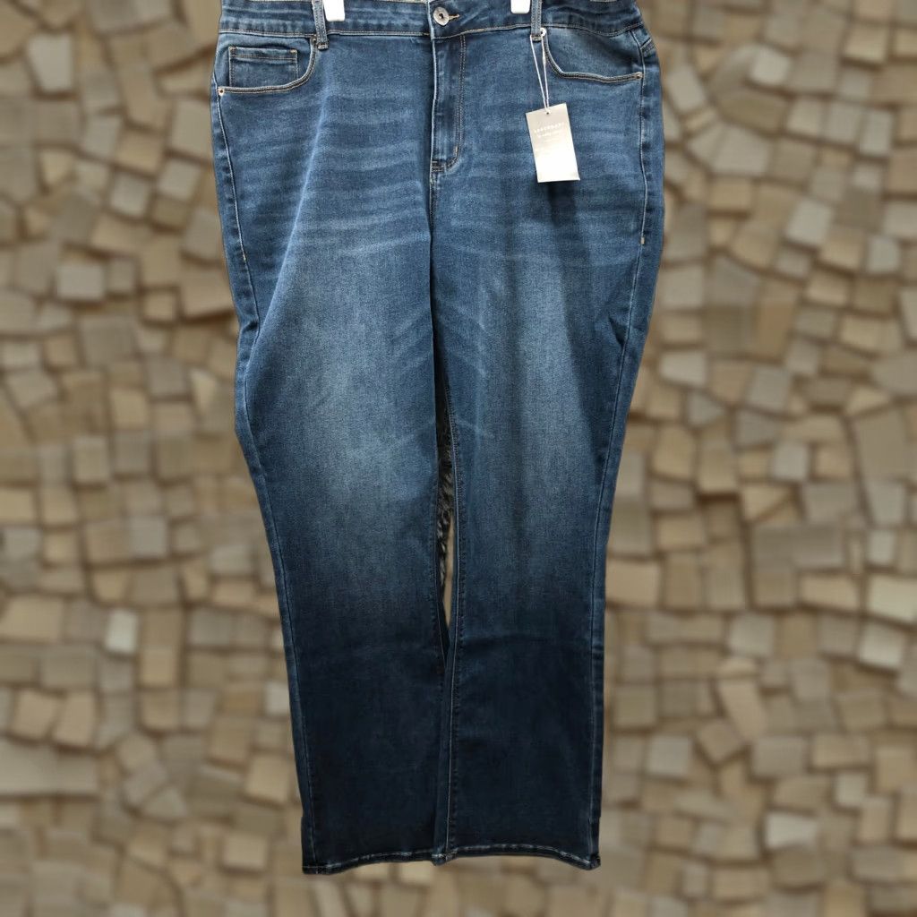 Vintage Ashley Stewart Jeans Plus Size 18 Womens Mid Rise Dark Wash Blue Denim Bootcut Size 40" / US 18 - 1 Thumbnail