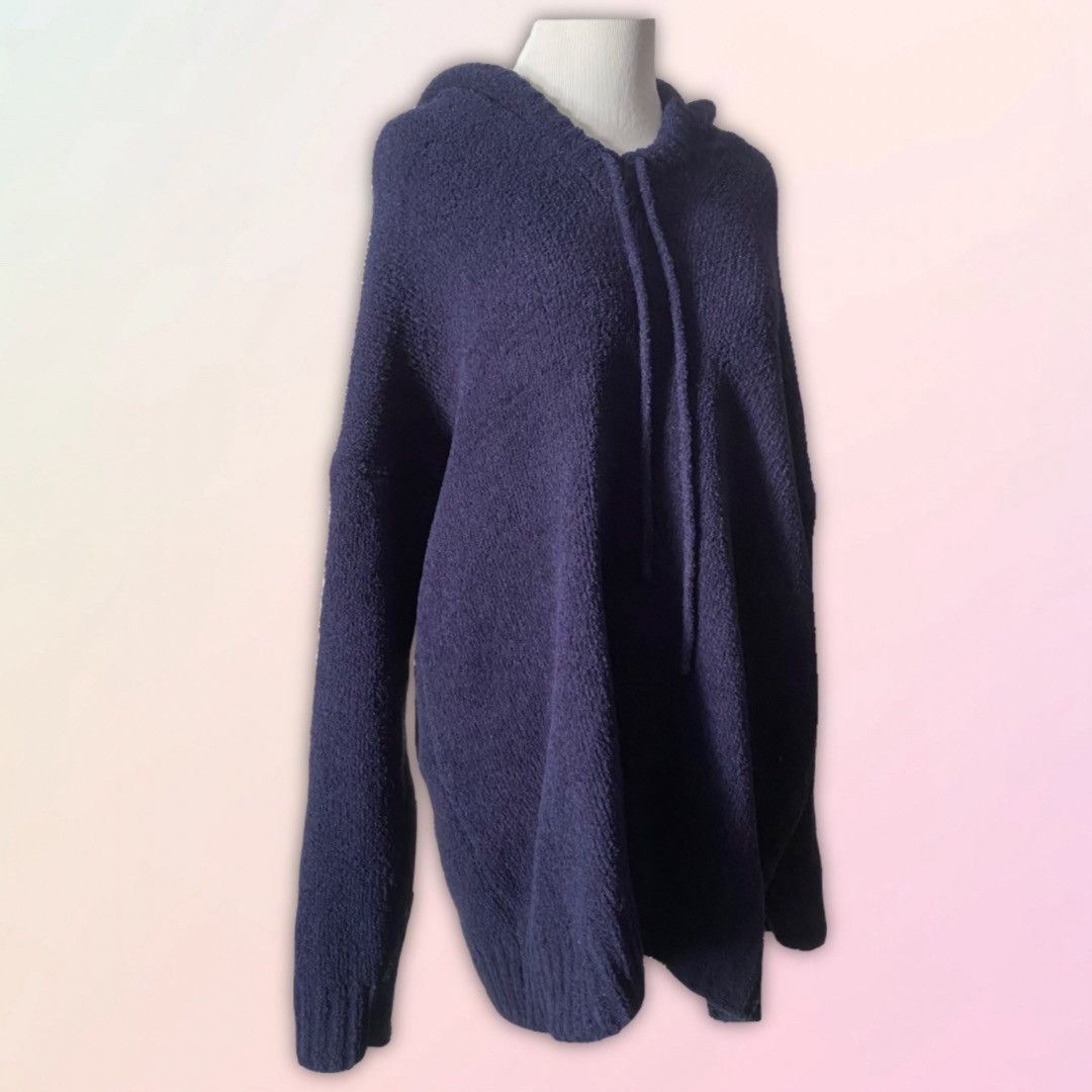 Vintage Navy, Chenille, Oversized Chunky Pullover Hooded Sweater Size ONE SIZE - 1 Thumbnail