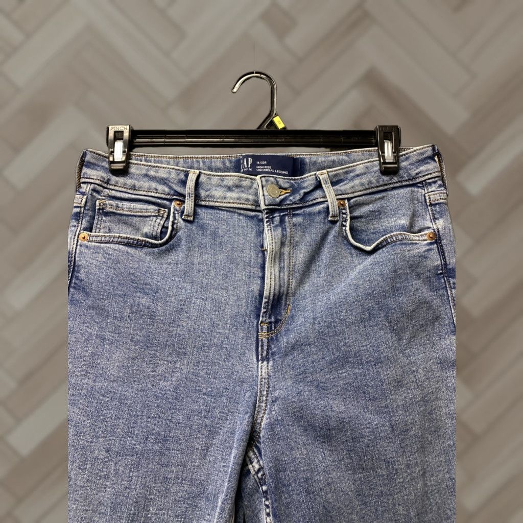 Gap GAP Jeans Women 14 Long Tall 32x28 Blue Washed Stretch High Rise Jeans Size 36" / US 14 / IT 50 - 1 Thumbnail