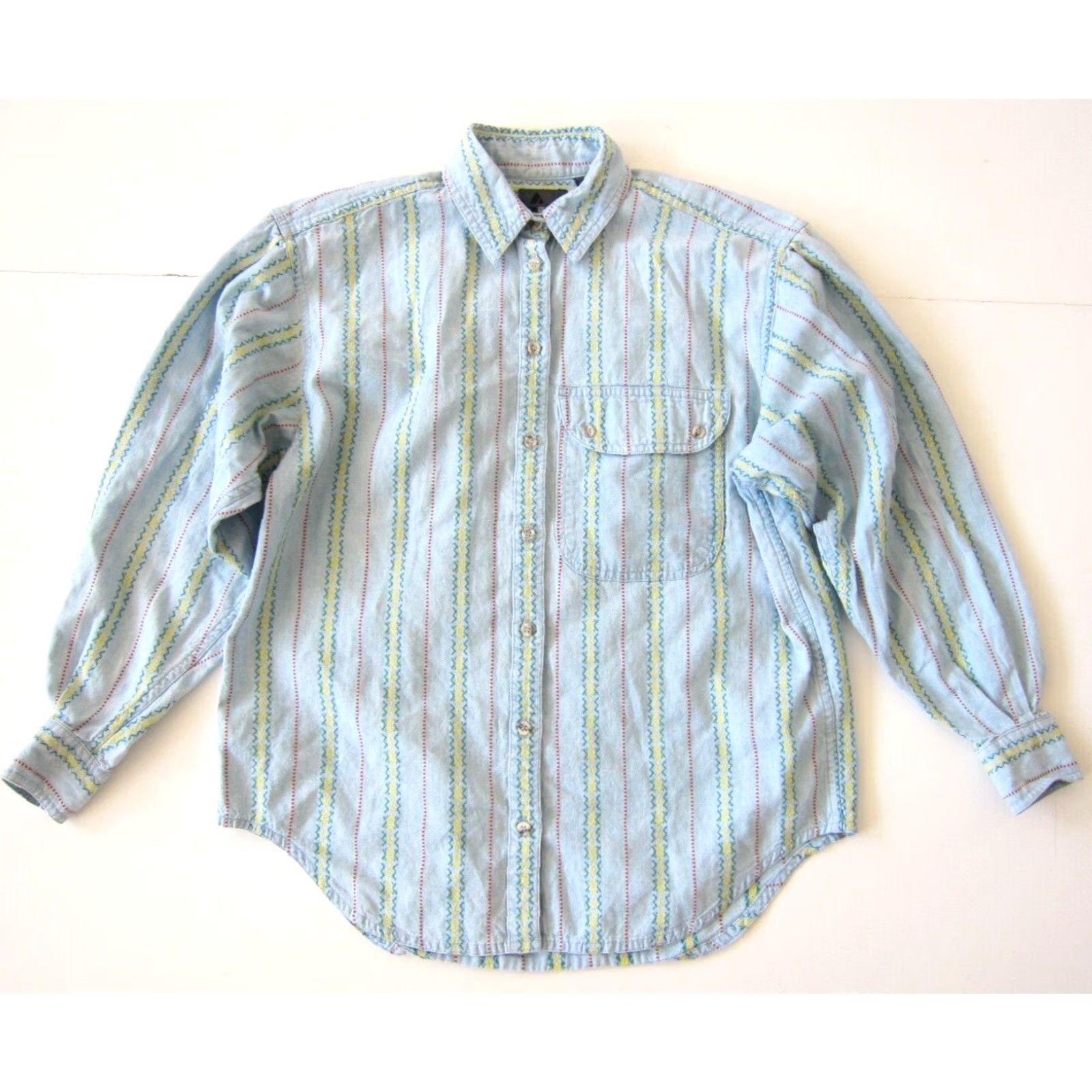 Liz Claiborne VINTAGE Liz Claiborne Wear Cotton Blue Stripe Button-Down Long Sleeve Shirt PS Size S / US 4 / IT 40 - 2 Thumbnail