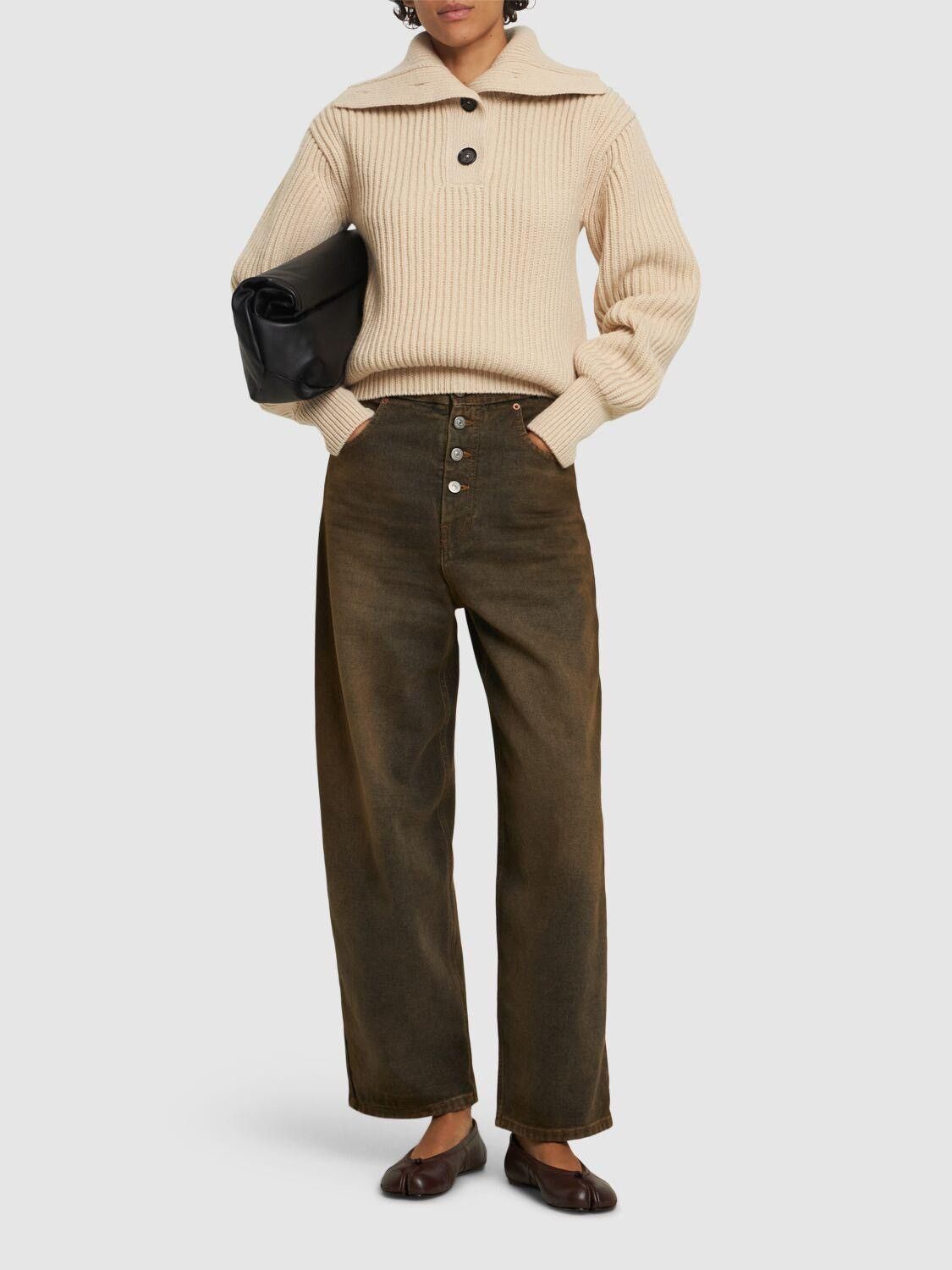 MM6 Maison Margiela Brown Wide Leg Jeans High Rise IT44