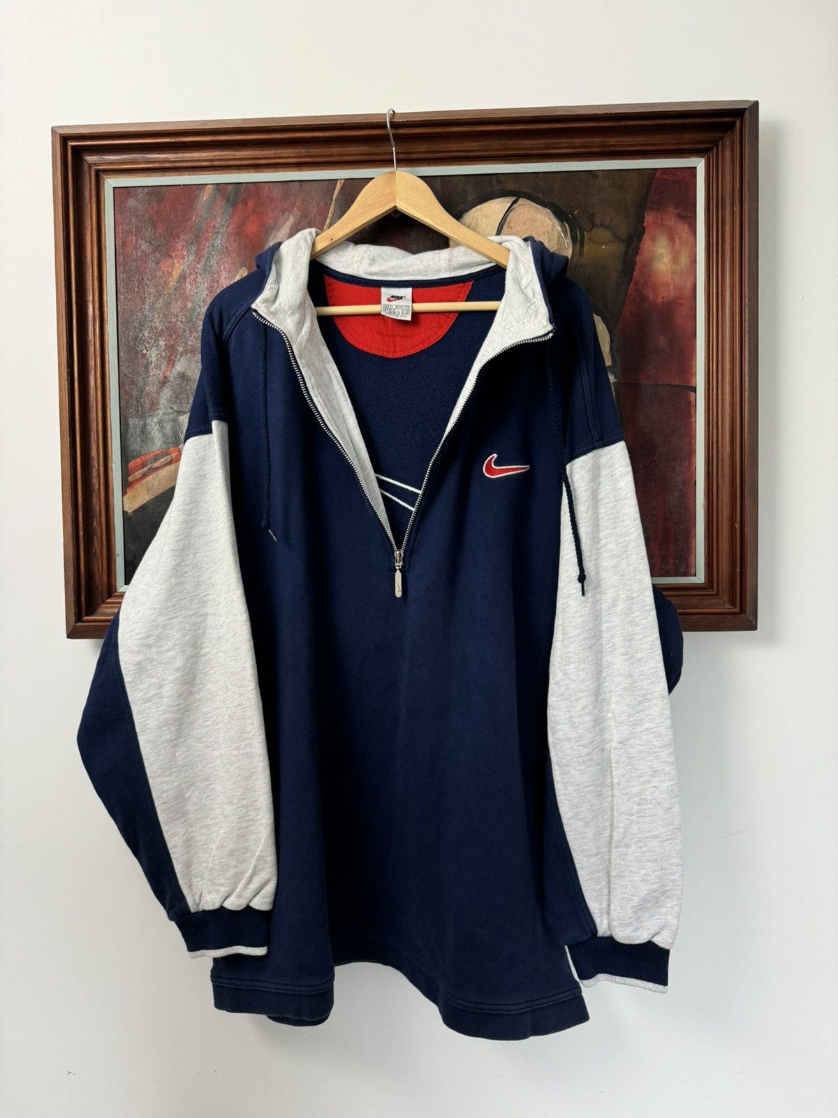 Nike Nike Vintage 90s Big Swoosh 1/4 Zip Streetwear Hype Size US XL / EU 56 / 4 - 3 Thumbnail