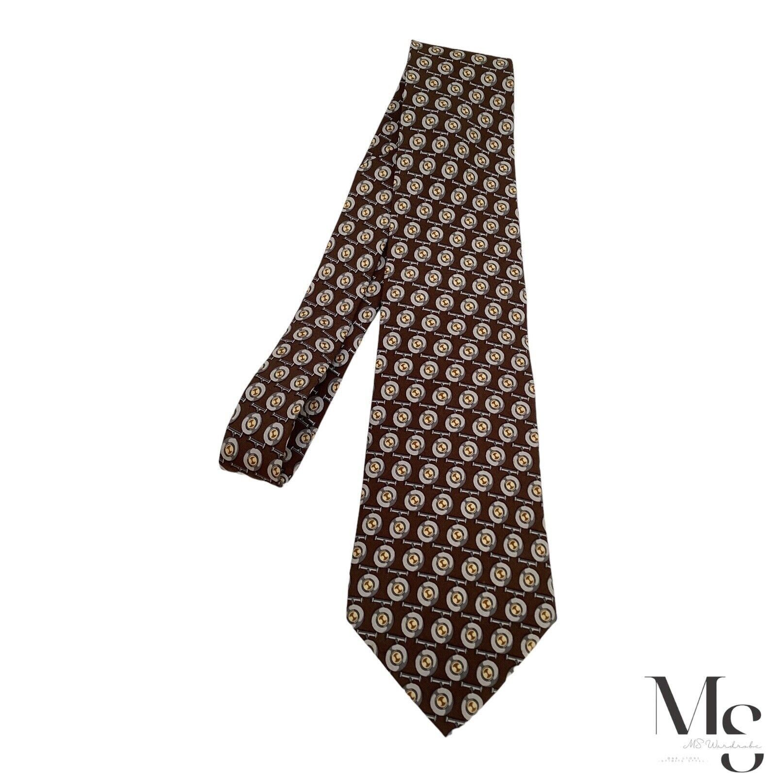 Trussardi TRUSSARDI Brown Novelty Luxury Designer Silk Tie Italy W: 3. Size ONE SIZE - 7 Thumbnail
