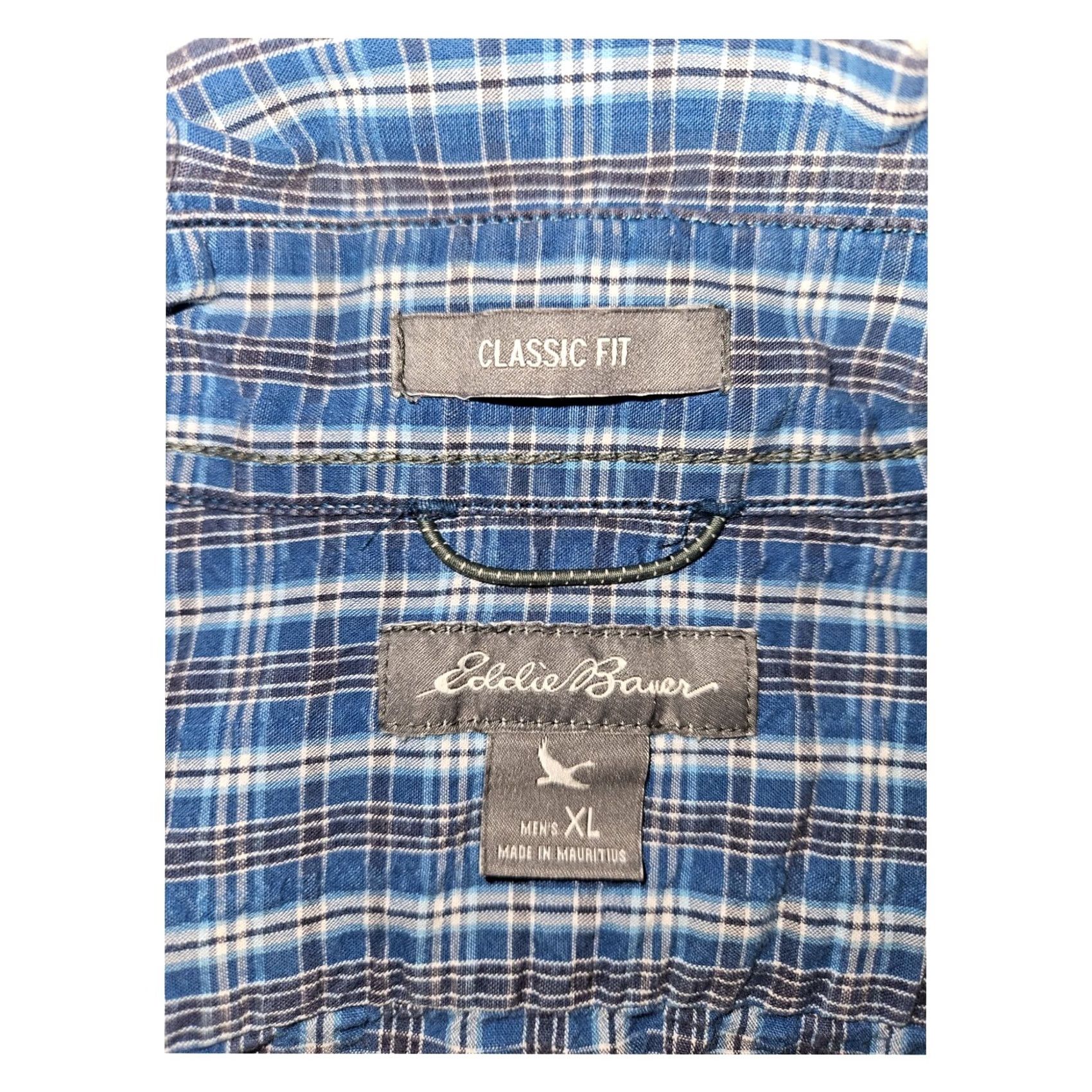 Eddie Bauer Eddie Bauer Button Down Short Sleeve Mens XL Blue Plaid Classic Fit Outdoors Size US 36 / EU 52 - 2 Thumbnail