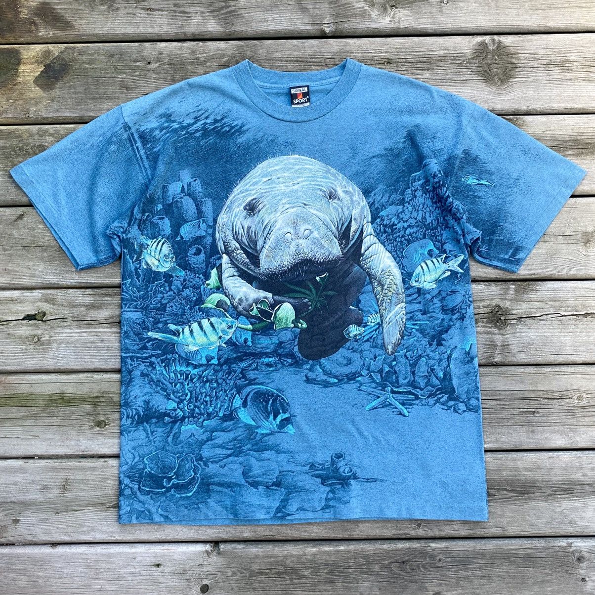 Vintage Vintage 90s Manatee x Ocean AOP tee Size US L / EU 52-54 / 3 - 1 Thumbnail