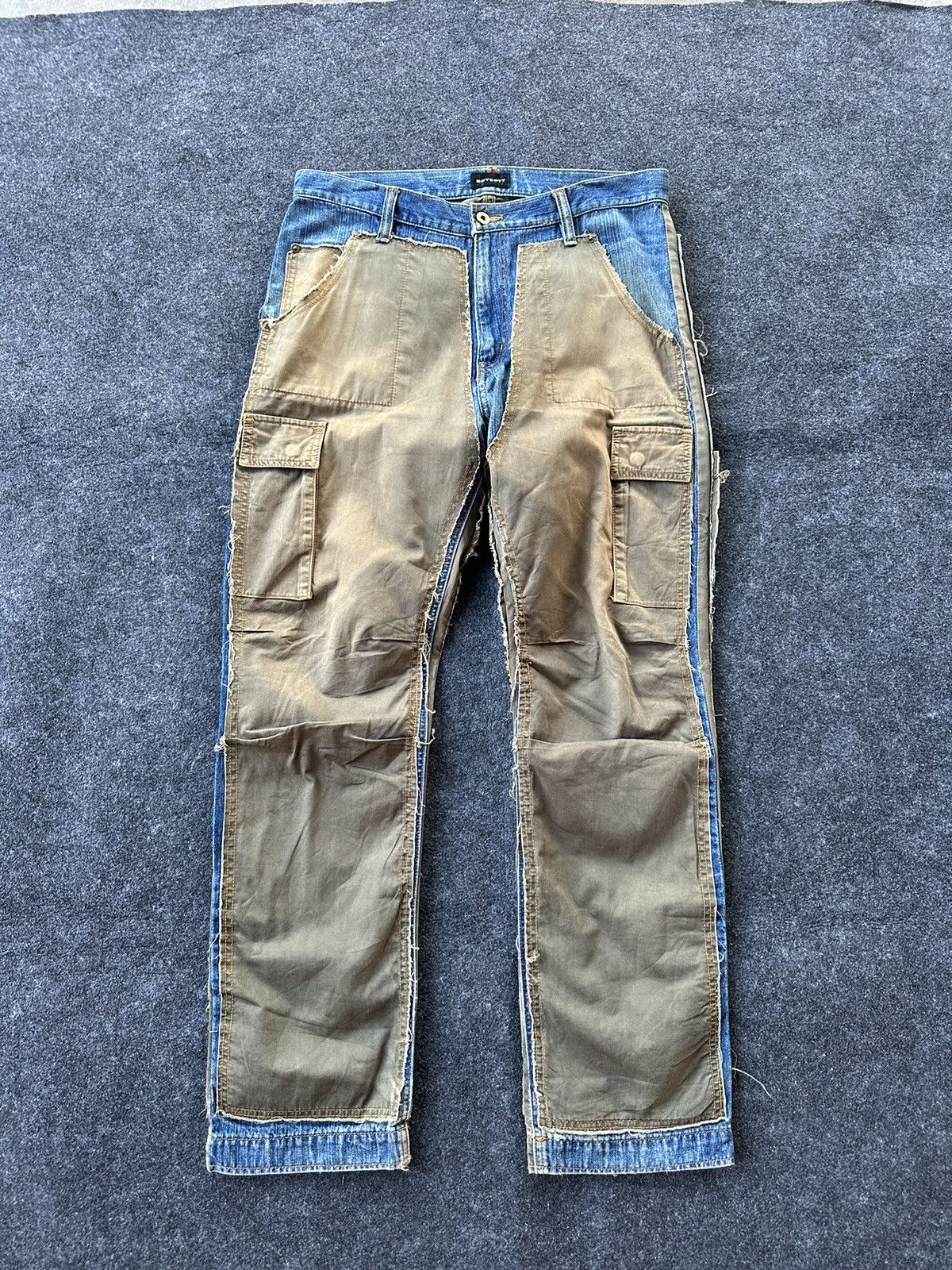 Boycott Vintage Boycott 2 Tones Denim+Cargo Pant 34x31 D162 Size US 34 / EU 50 - 1 Thumbnail