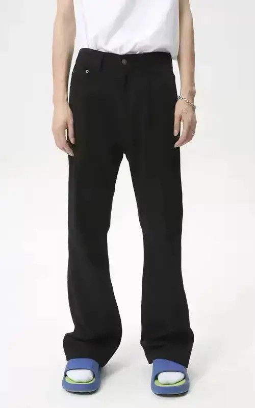 Japanese Brand Ripped Jeans Men Black Streetwear Y2k Denim Size US 29 - 1 Thumbnail