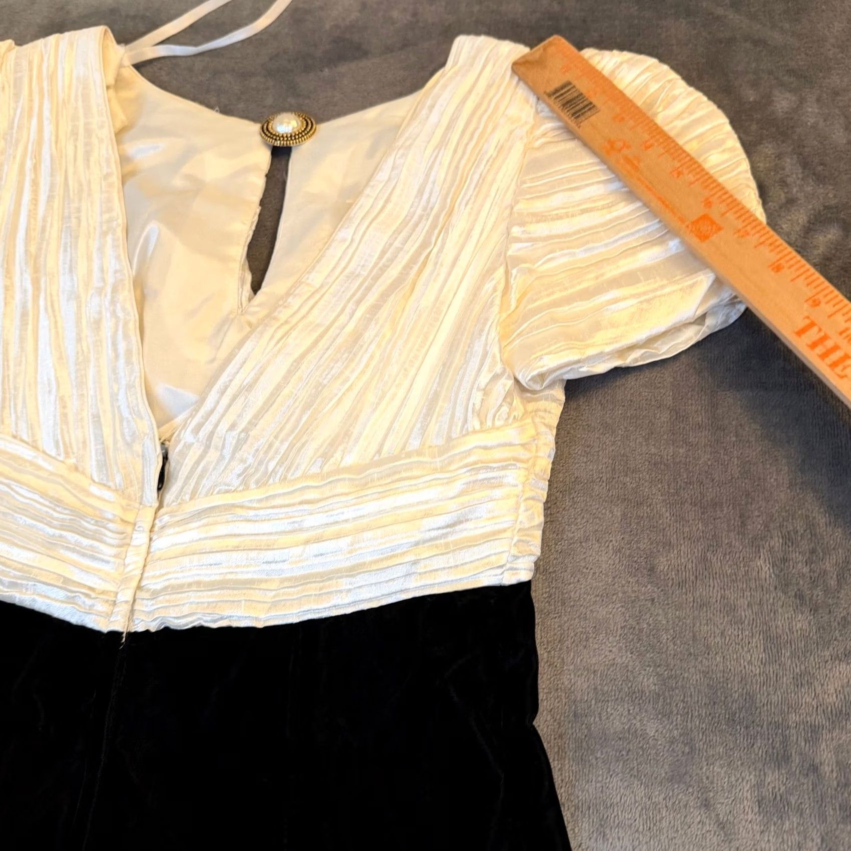 Velvet VINTAGE Barbara Barbara Petite Cocktail Dress Womens 6 Black White Velvet Satin Wiggle 1990s Eveningwear Mens Women Girls Size M / US 6-8 / IT 42-44 - 5 Thumbnail
