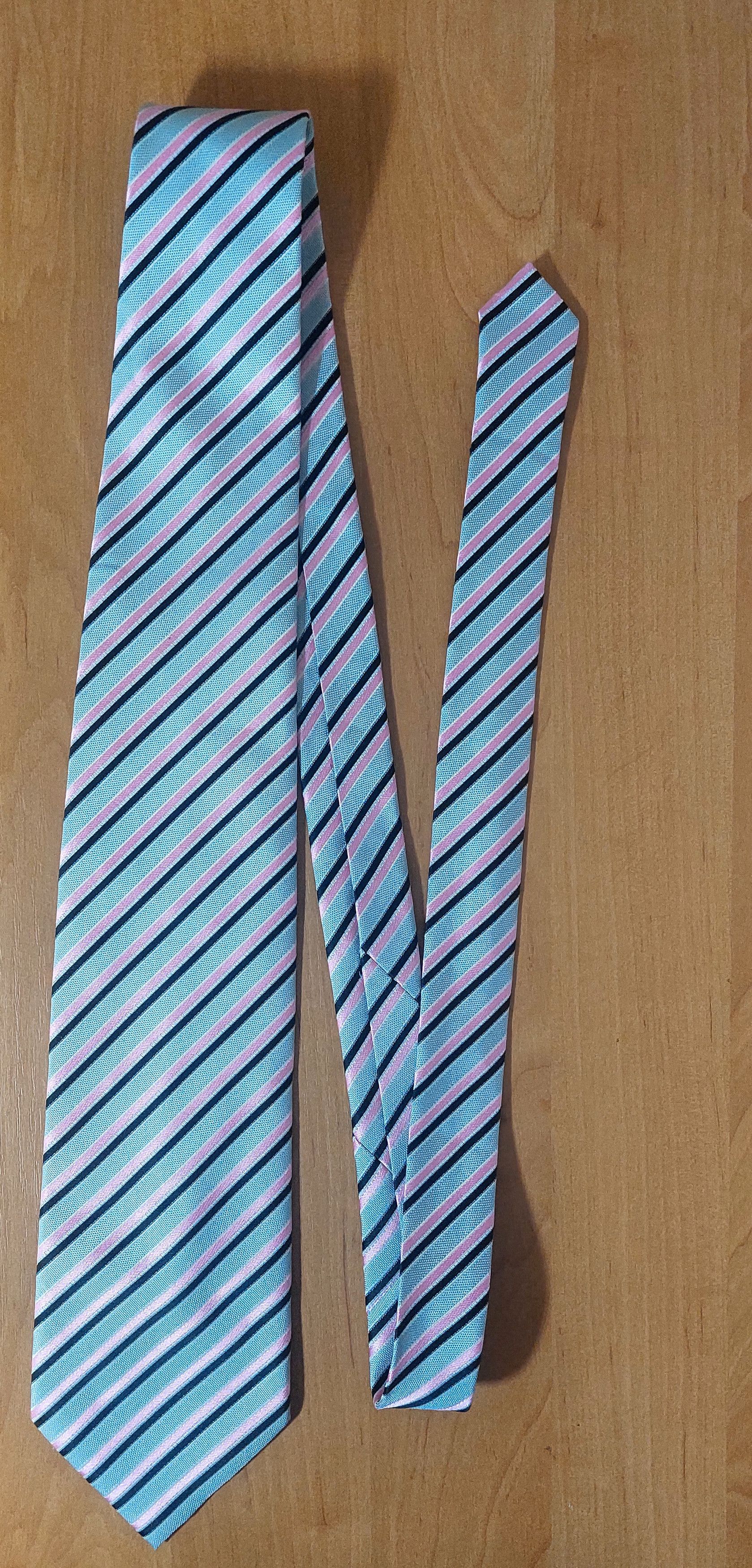 Ermenegildo Zegna Ermenegildo Zegna Silk Tie Gray Pink Diagonal Stripe Italy Size ONE SIZE - 3 Thumbnail
