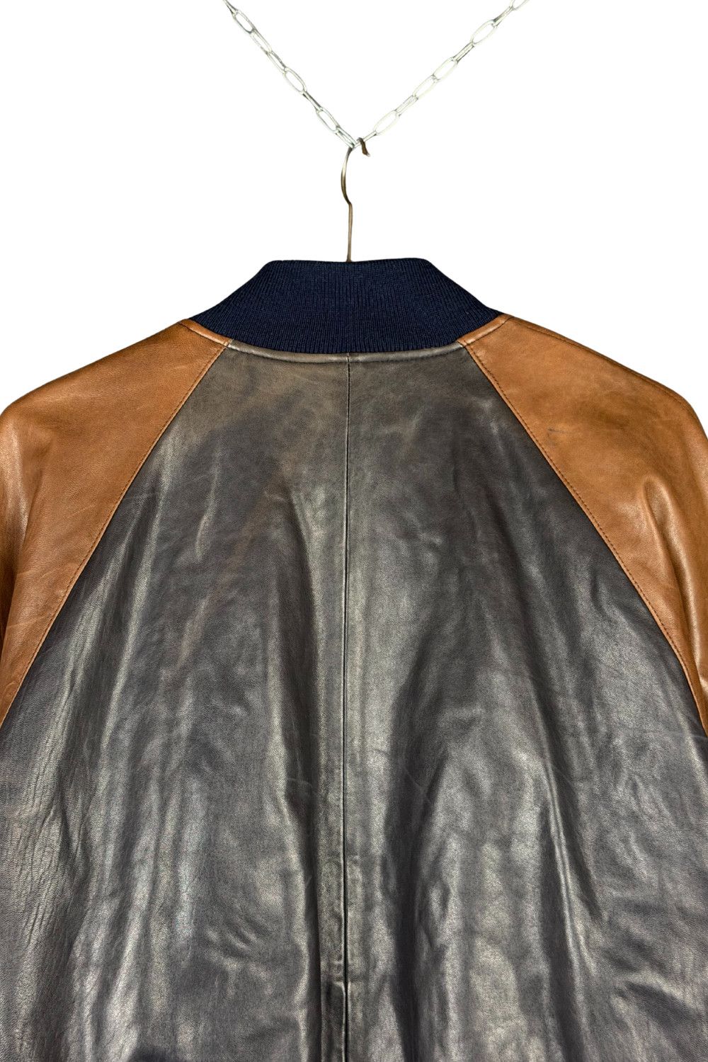 Polo Ralph Lauren PRL 90s Full-Leather Varsity (Black/Tan) Hong Kong Made Size US M / EU 48-50 / 2 - 15 Thumbnail