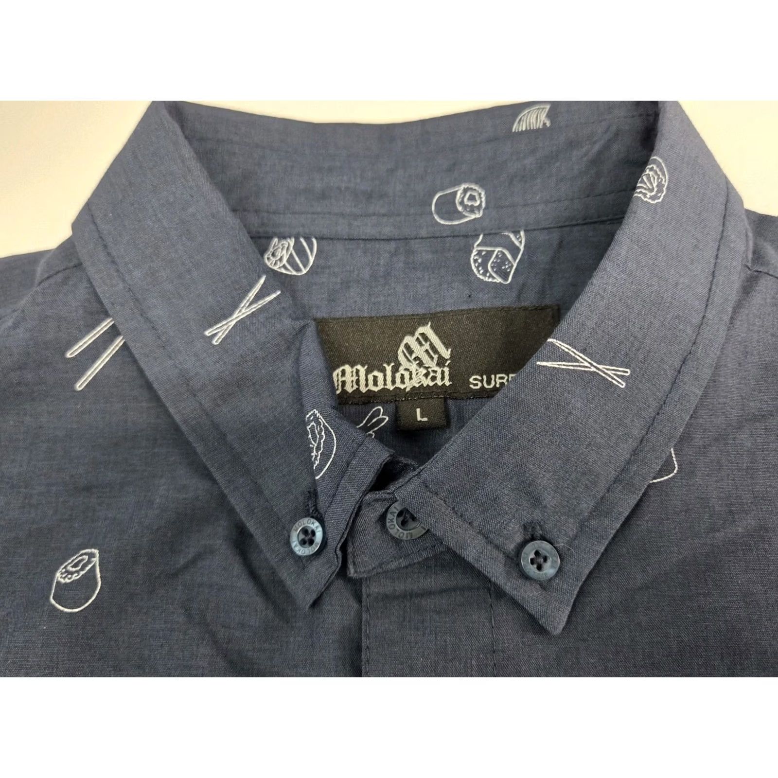 CO Molokai Surf Co Mens Shirt L Blue Short Sleeve Button Up Print NWT Size US L / EU 52-54 / 3 - 2 Thumbnail