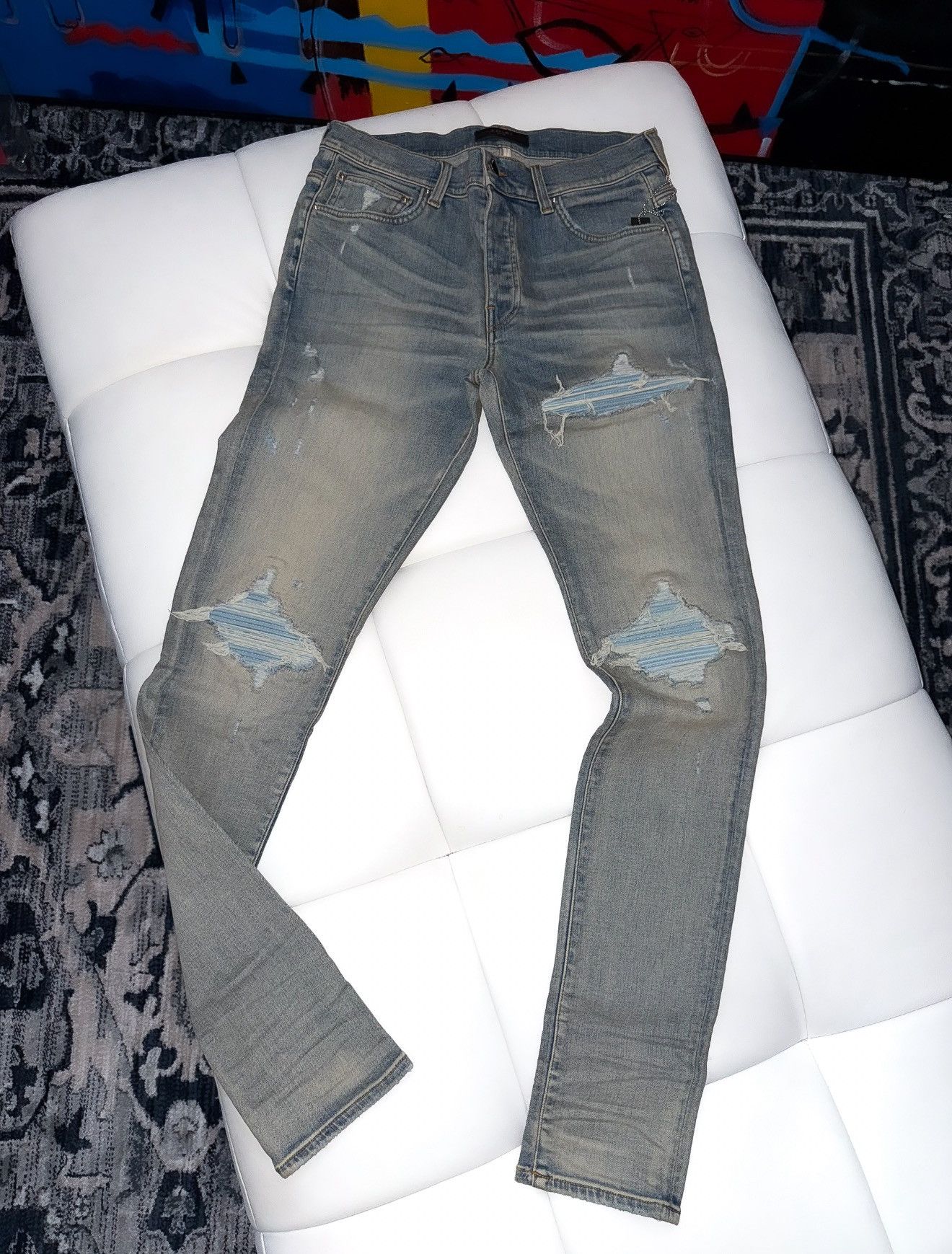Amiri Amiri sky blue patch mx1 jeans 32 Size US 32 / EU 48 - 2 Thumbnail