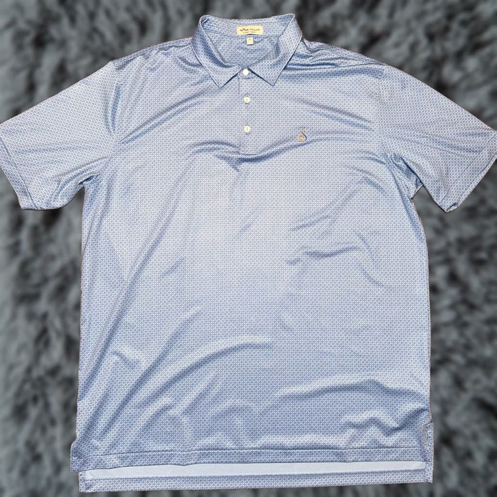 Peter Millar Peter Millar Summer Comfort Blue Geometric Polo Shirt XL Golf Logo Mens Polo Size US XL / EU 56 / 4 - 1 Thumbnail