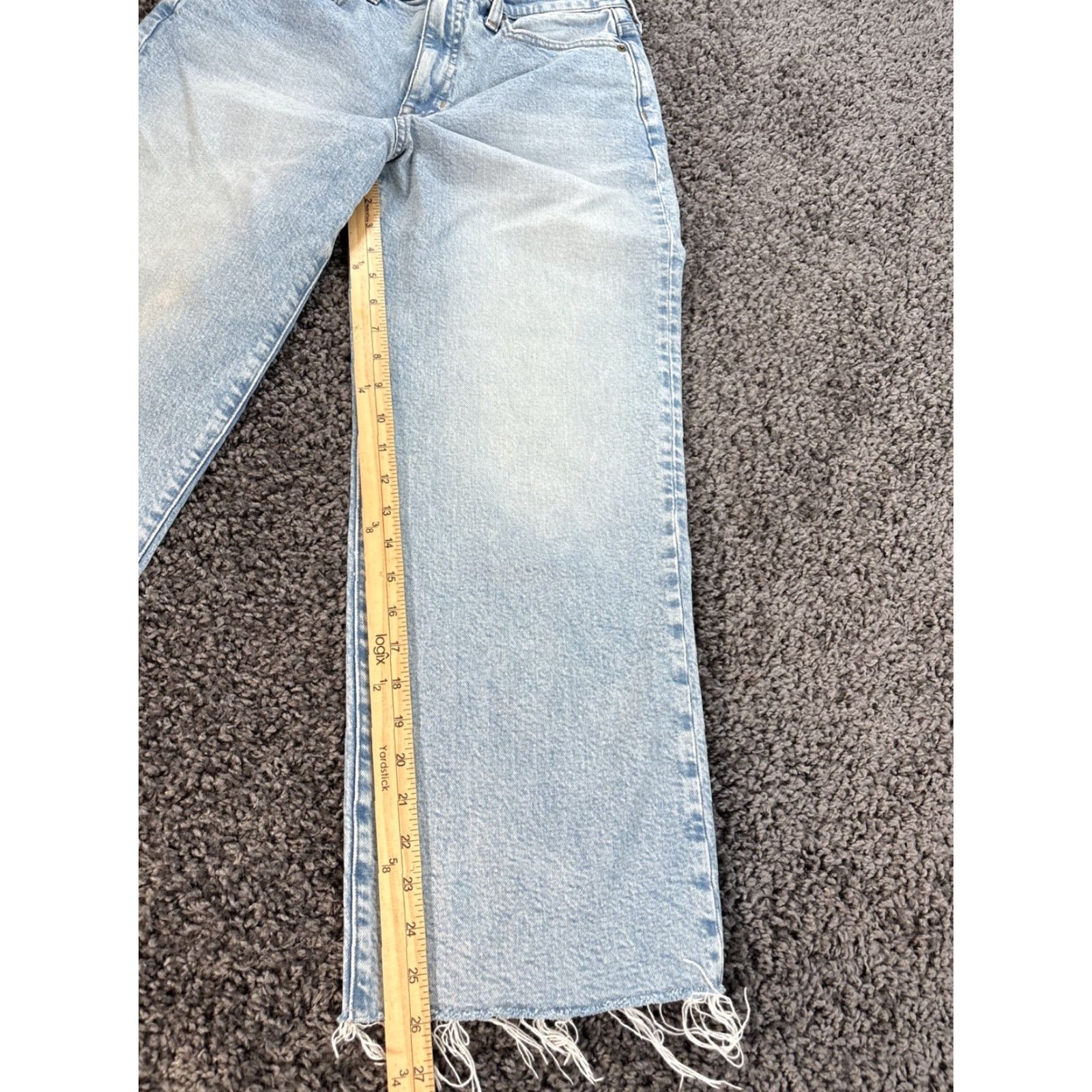 J.Crew J.CREW Jeans Slim Wide-Leg Women's 27x26 High Rise Frayed Hem Denim 99% Cotton Stretch Blue City Size 27" / US 4 / IT 40 - 2 Thumbnail