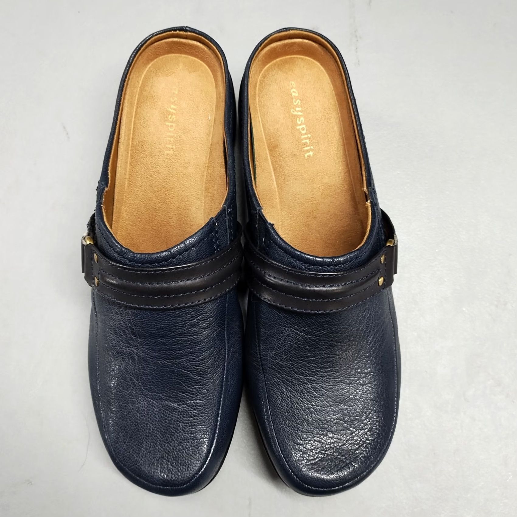 Vintage Easy Spirit Davet Wedge Clogs Womens Size 9M Blue Leather Slip On Comfortable Shoes Size US 9 / IT 39 - 6 Thumbnail