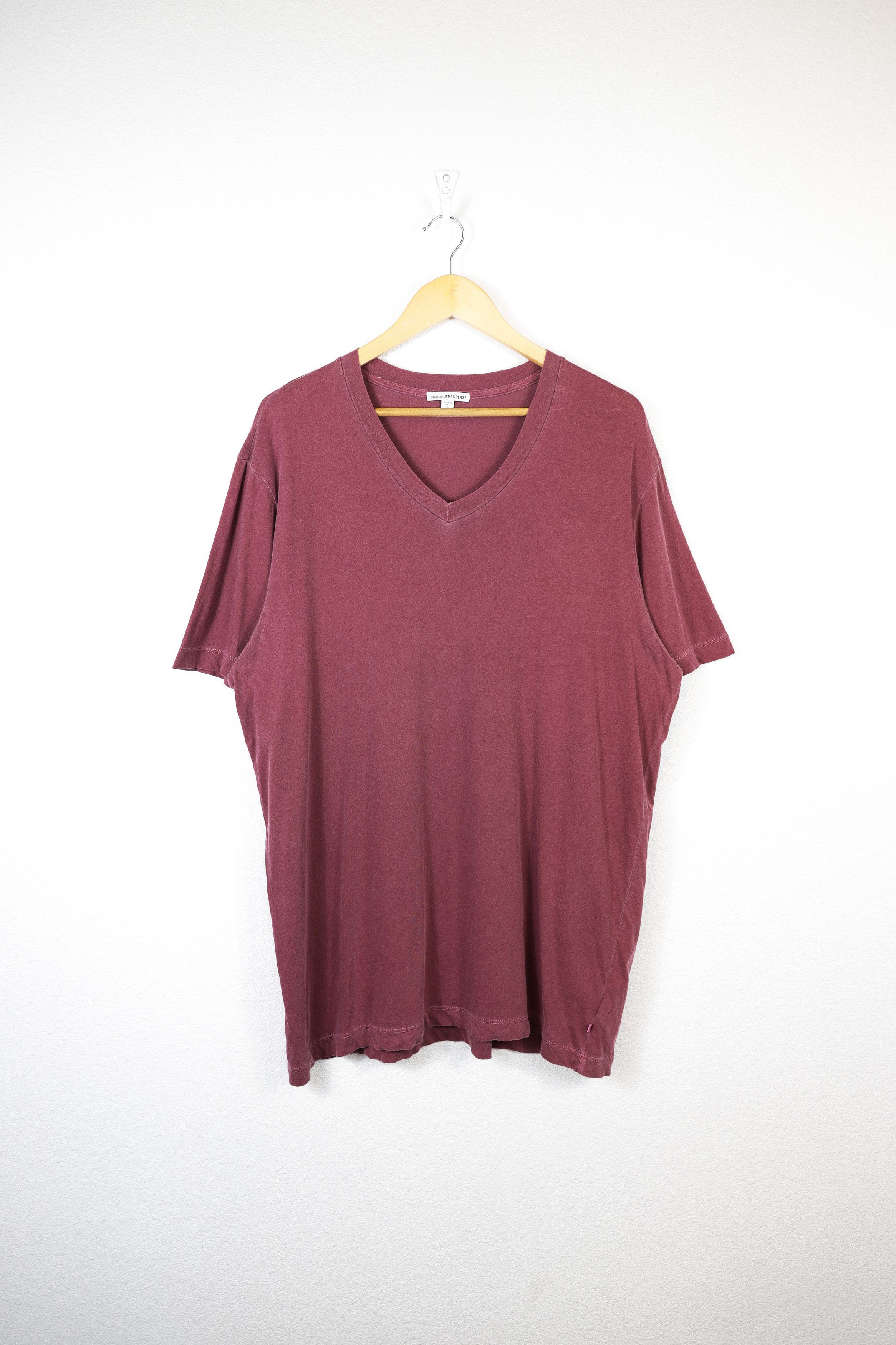 James Perse James Perse Washed Burgundy V-neck Tee T-shirt Size US XL / EU 56 / 4 - 1 Thumbnail
