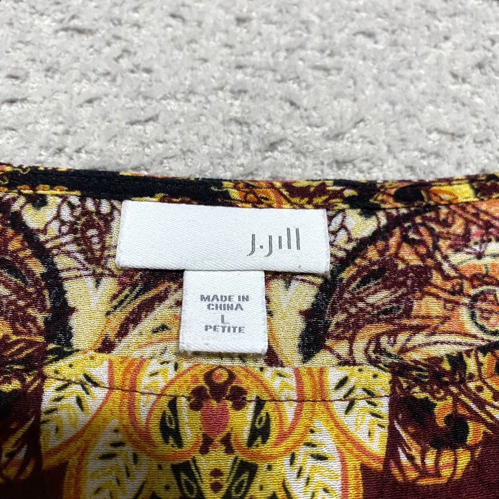 J. Jill J Jill Womens PL Petites Shirt Multicolor Paisley Boat Neck Tunic Long Sleeve Blouse Size L / US 10 / IT 46 - 3 Thumbnail