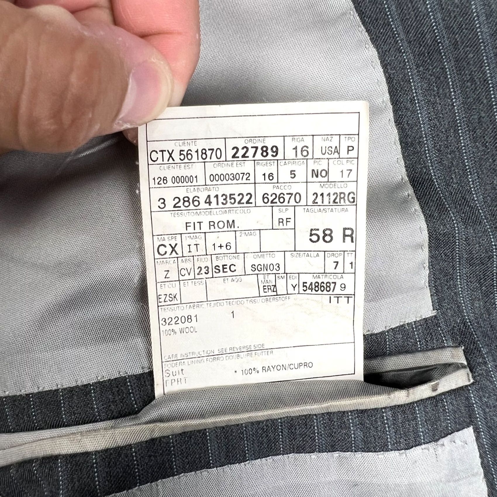 Ermenegildo Zegna Ermenegildo Zegna Wool Blazer Sport Coat 46L Mens Grey Striped Suit Jacket Size 46R - 5 Thumbnail