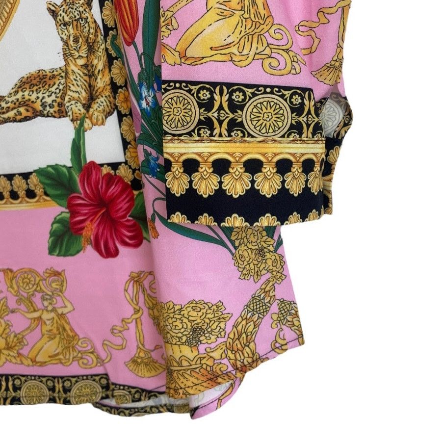 Other Beautiful Oriental Print Pink Tiger Button Down Blouse Size L / US 10 / IT 46 - 6 Thumbnail