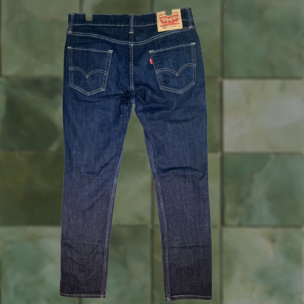 Levi's Levis 511 Jeans Mens 34x31 Blue Dark Wash Slim Tapered Stretch Denim Zip Fly Size US 34 / EU 50 - 1 Thumbnail